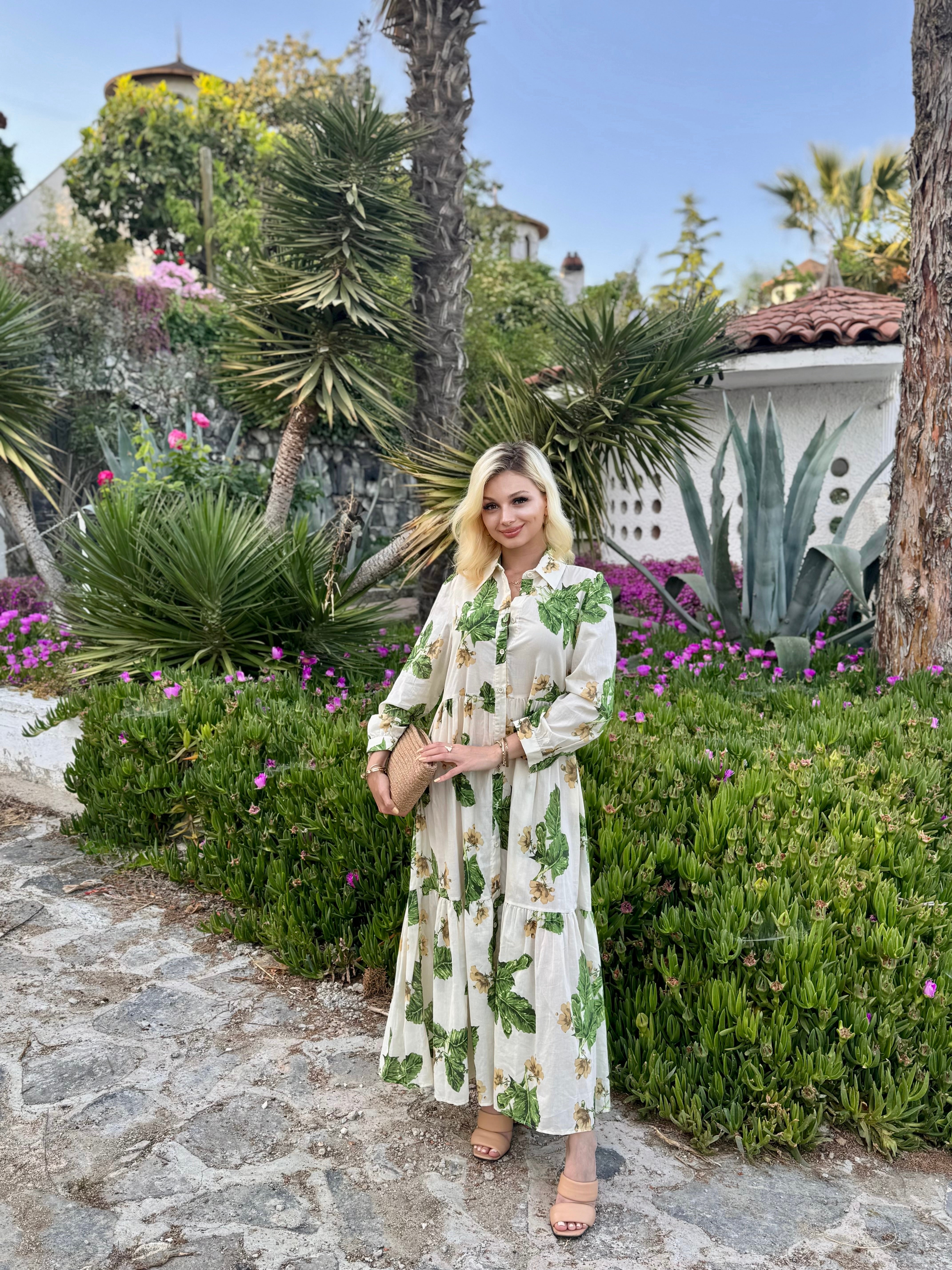 Çiçek Desenli Gömlek Elbise