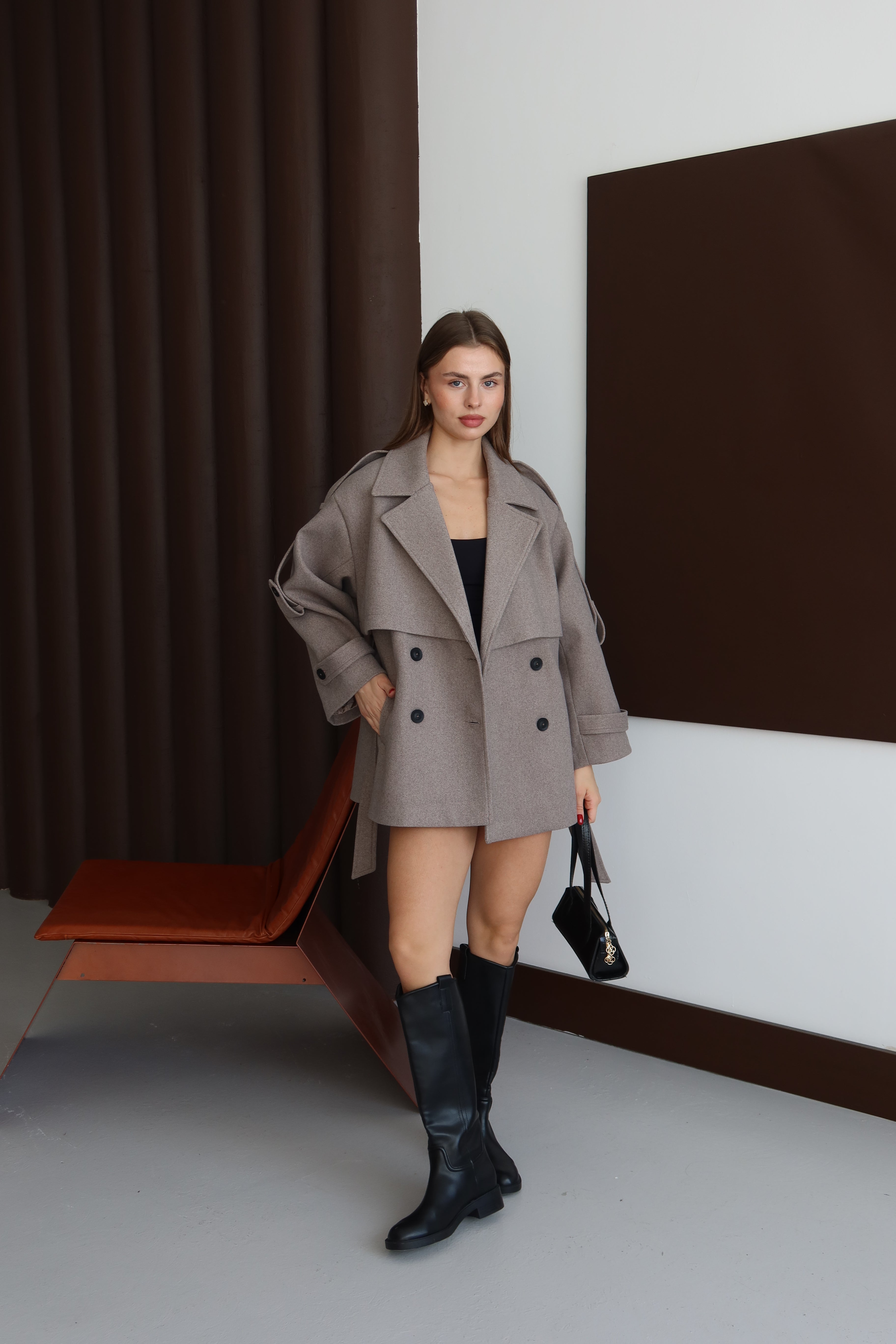 VİZON KUŞAKLI PREMİUM KAŞE KABAN