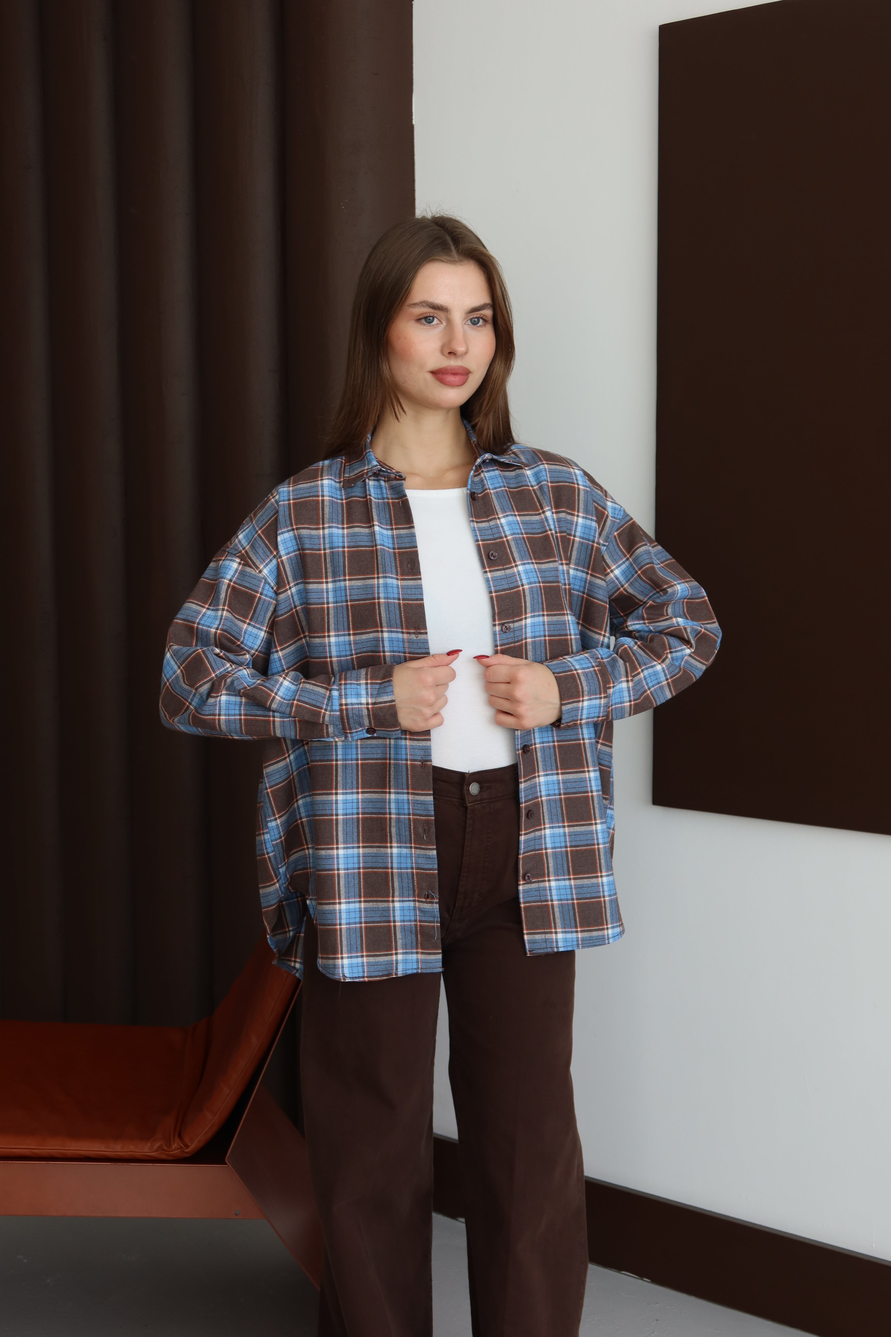 Mavi Ekoseli Oduncu Gömlek