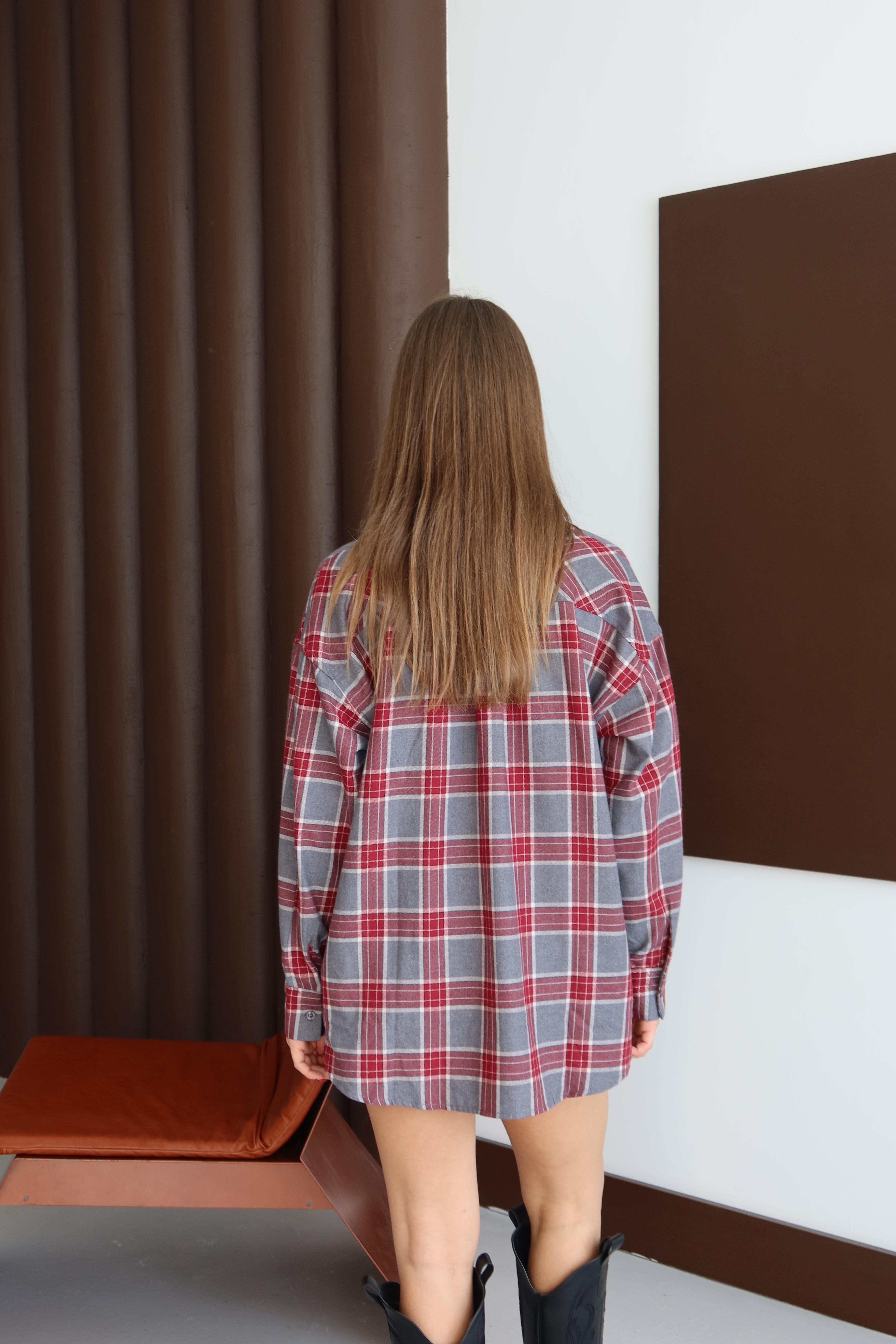 Bordo Ekoseli Oduncu Gömlek