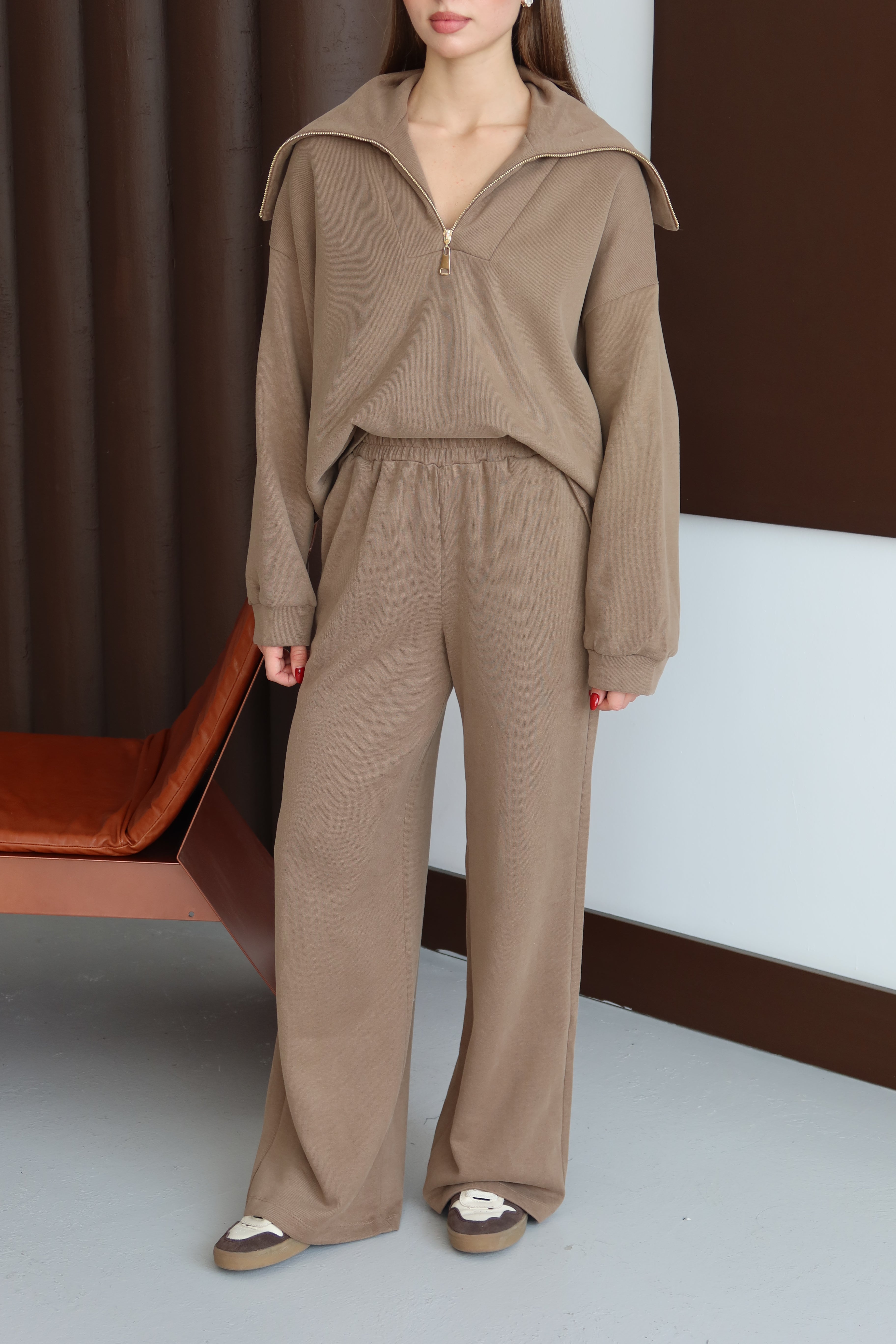 Vizon Fermuar Detaylı Örme Takım