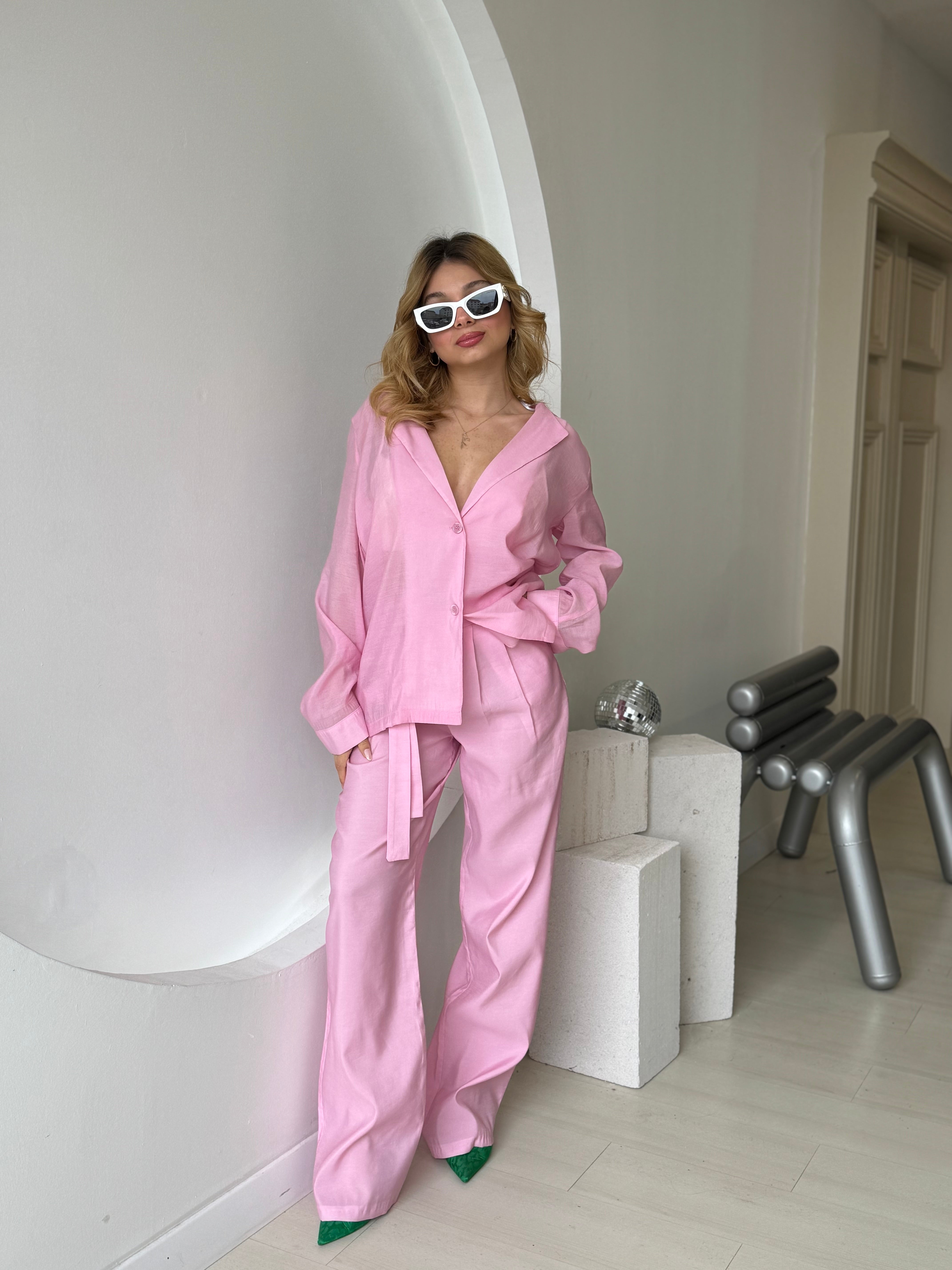 Pembe Ceket Pantolon Takım