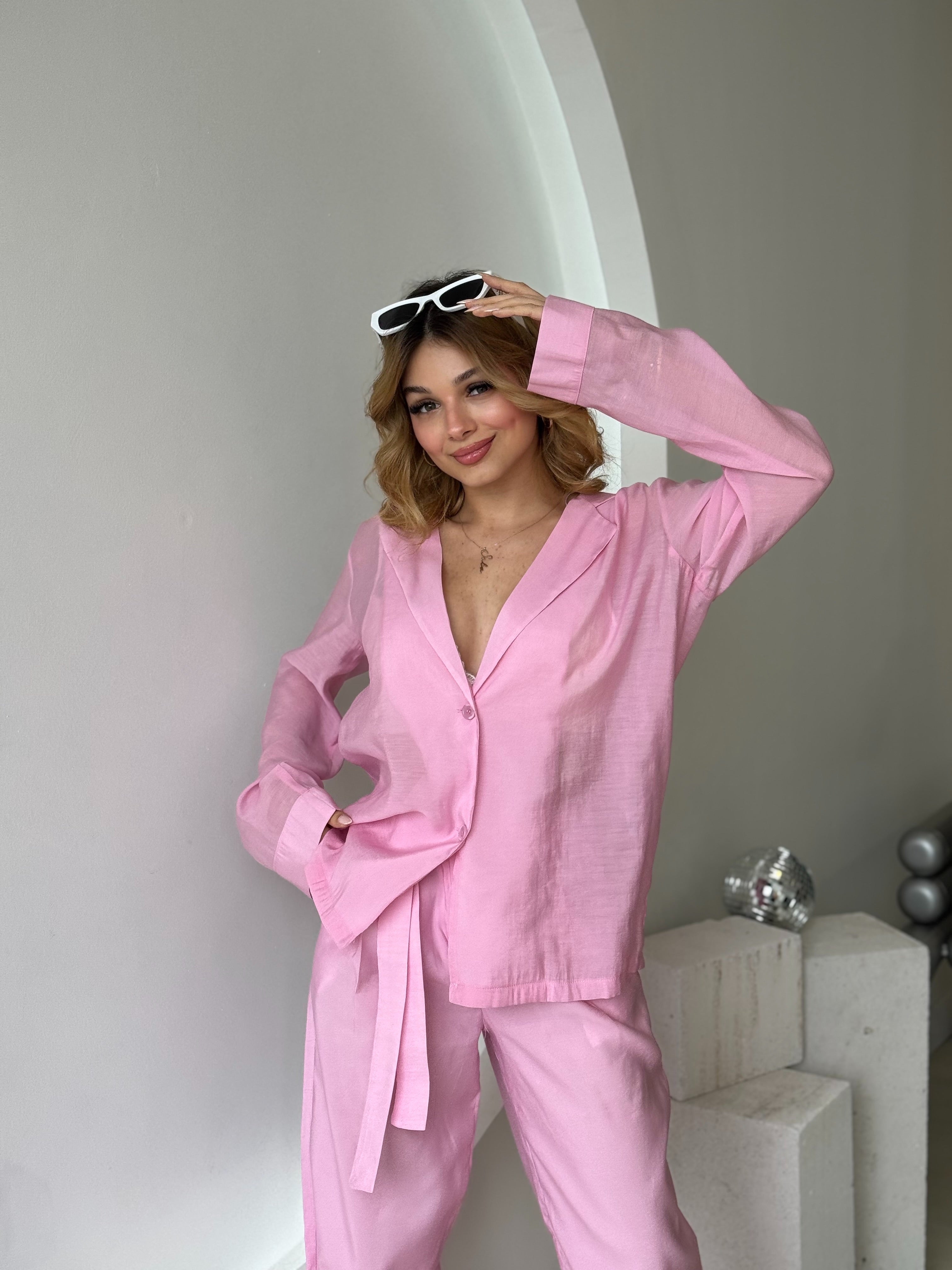 Pembe Ceket Pantolon Takım