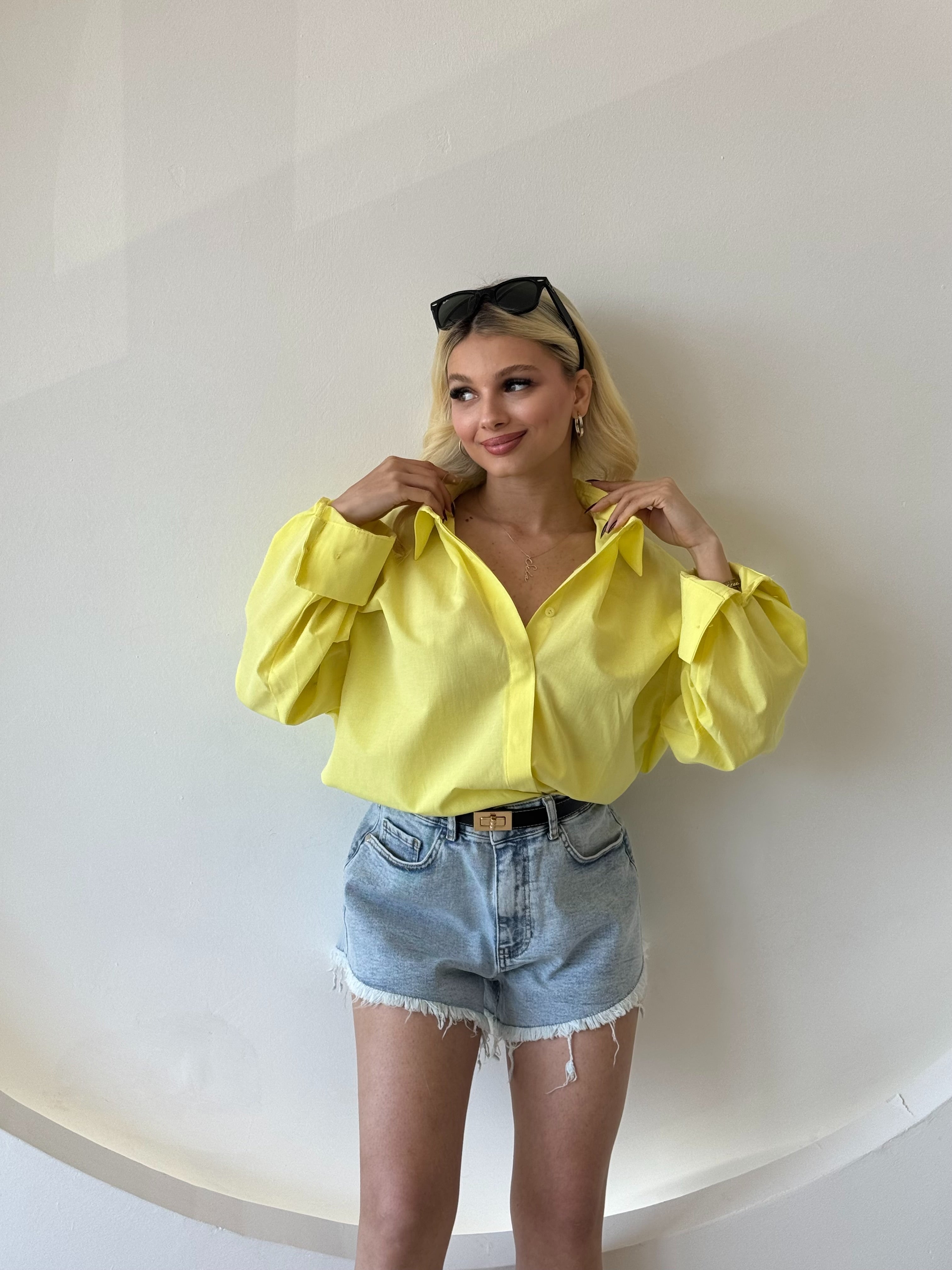 Oversize Sarı Gömlek