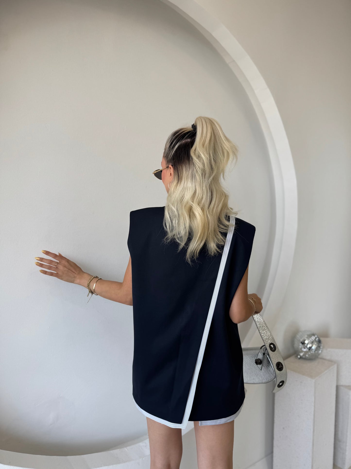 Lacivert Oversize Astarlı Yelek