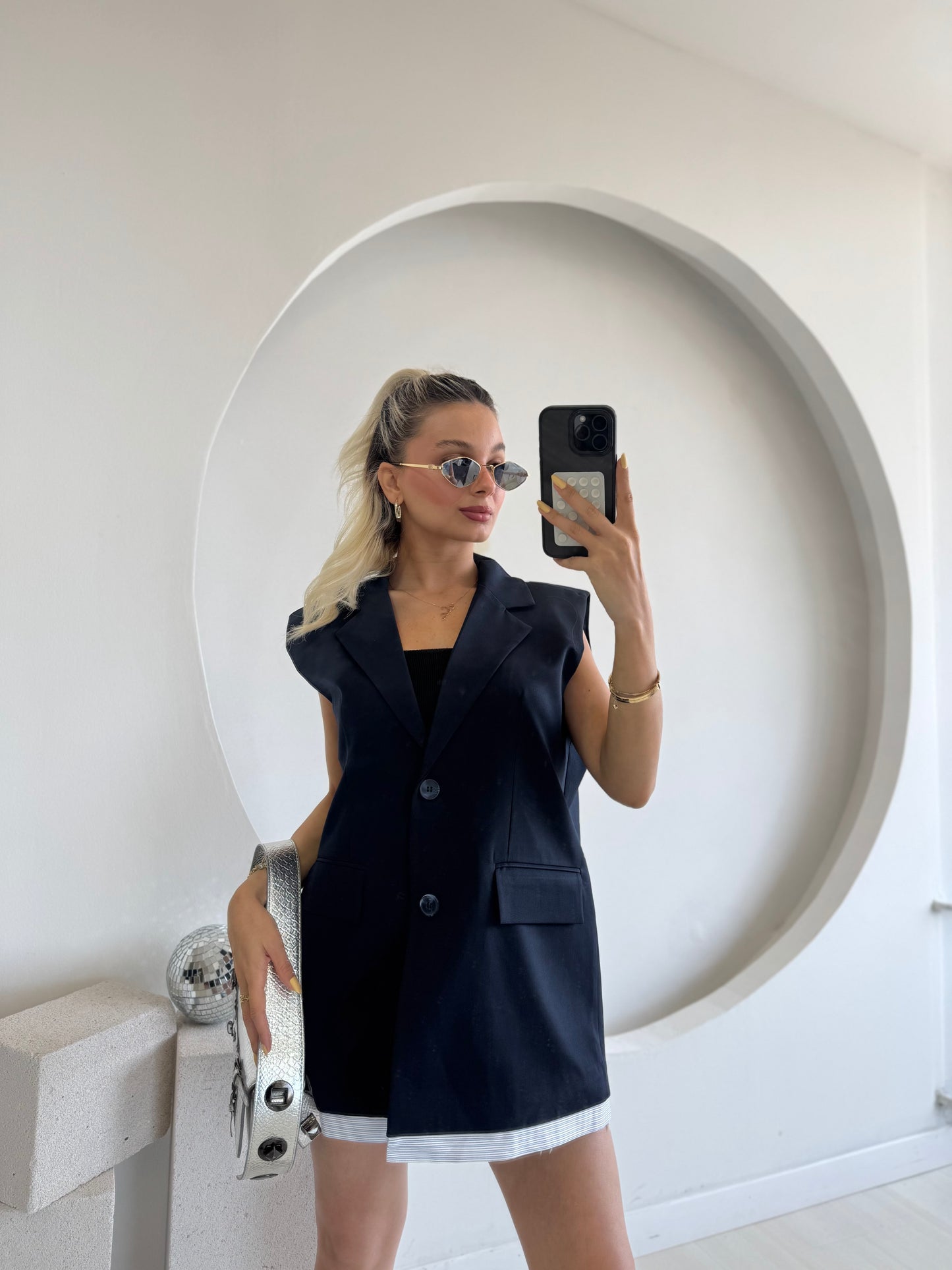 Lacivert Oversize Astarlı Yelek