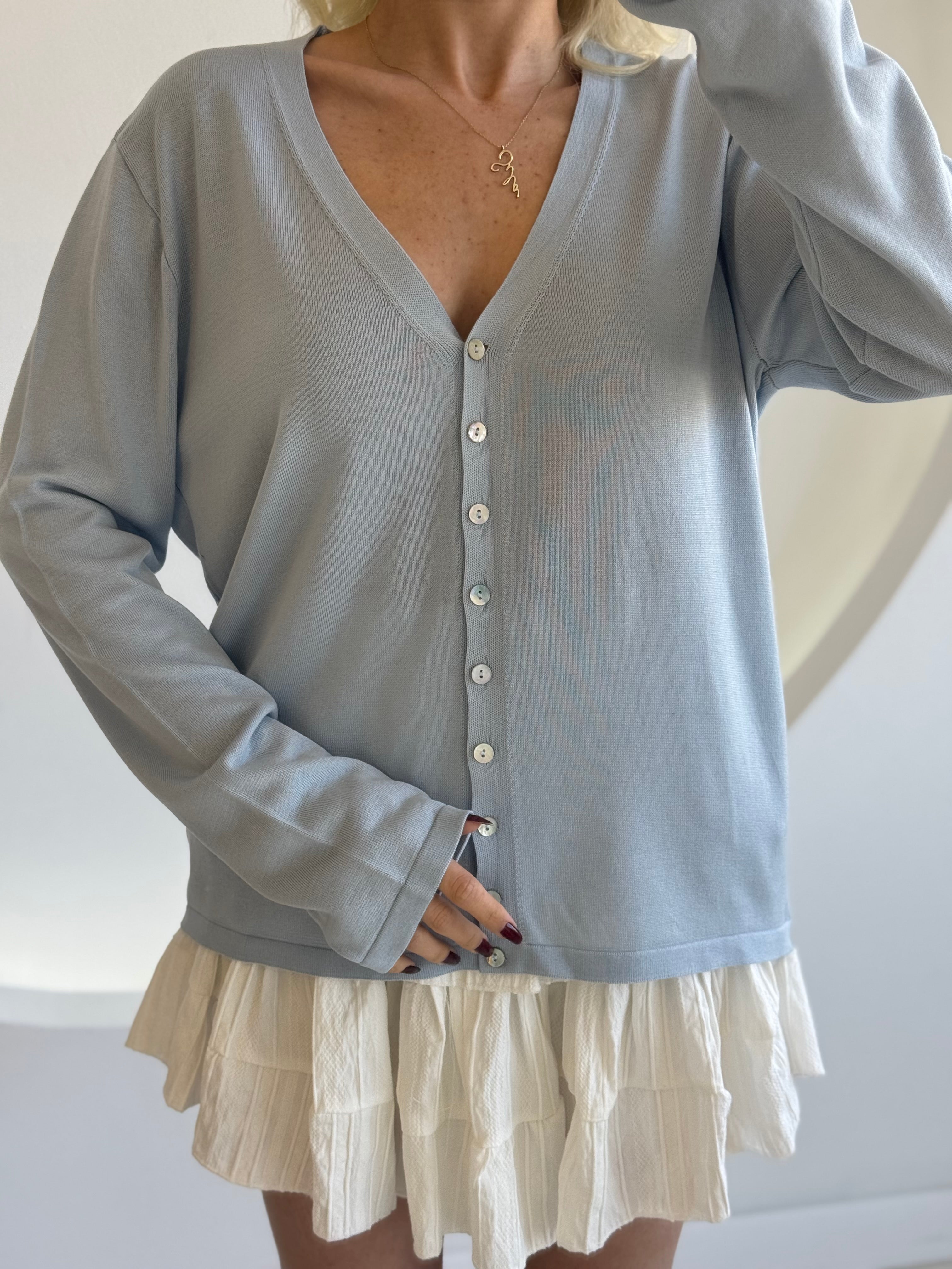 Bebe Mavisi Mevsimlik Düğmeli Hırka