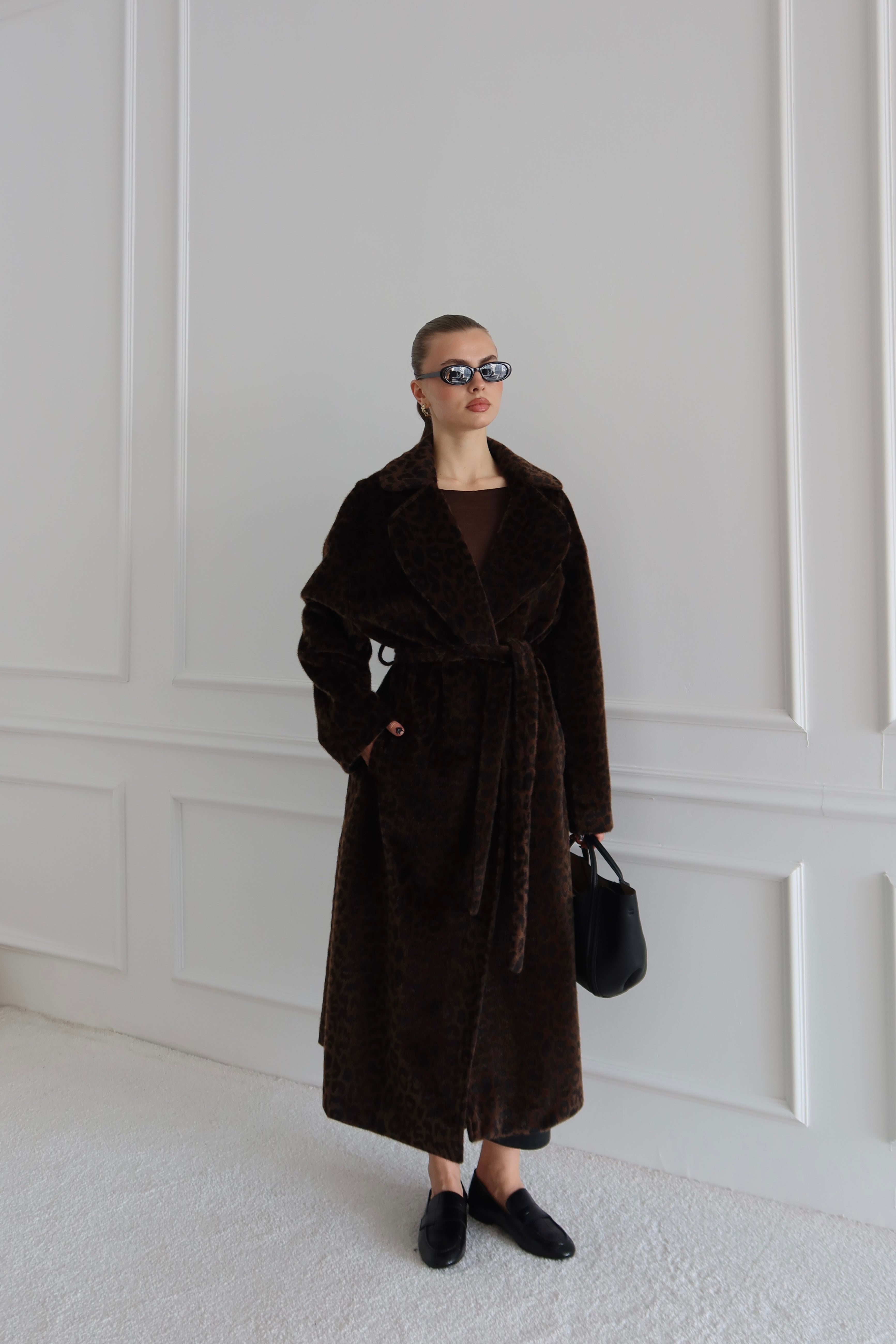 LEOPAR DESEN PREMIUM UZUN KAŞE KABAN