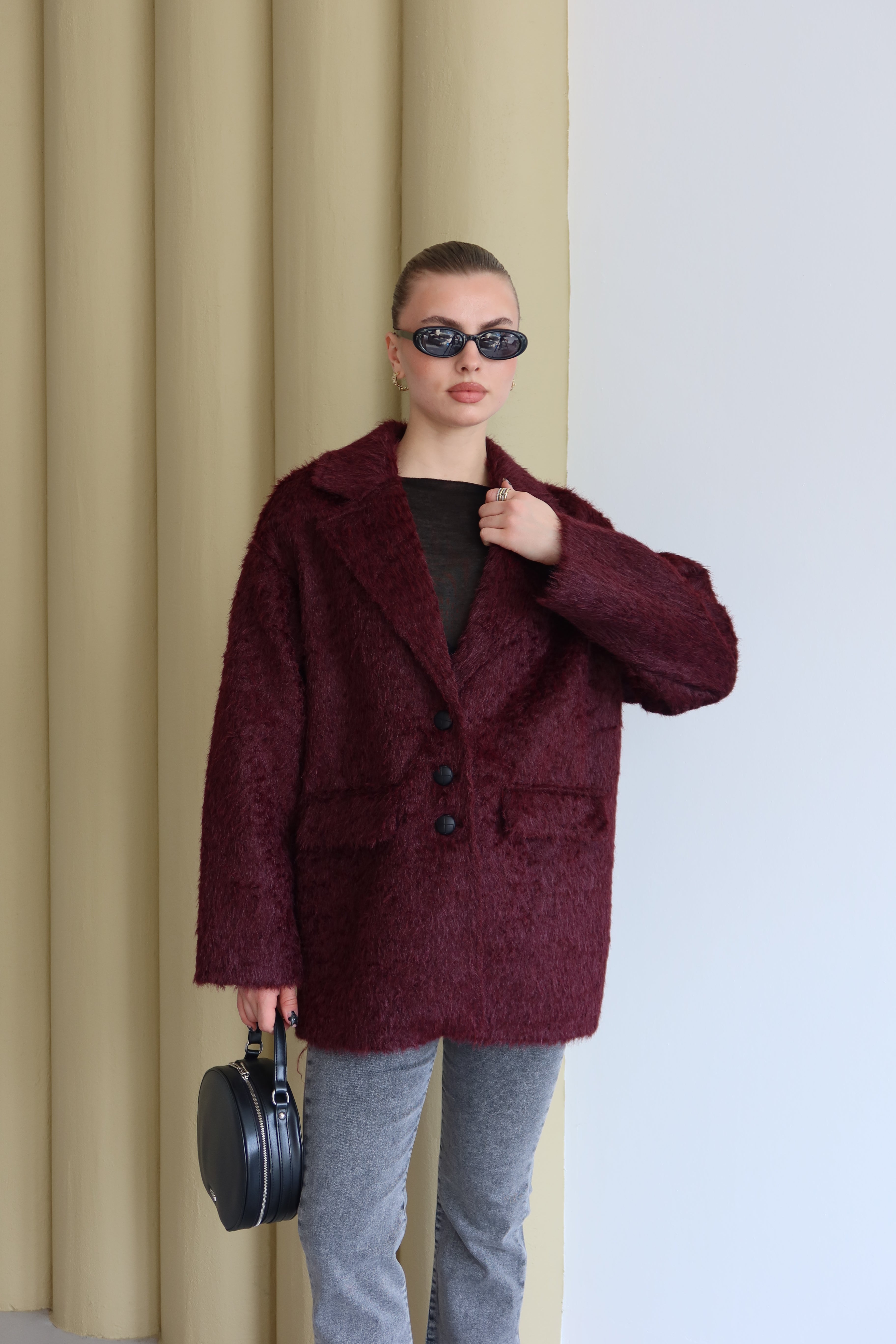 BORDO TÜYLÜ KAŞE CEKET