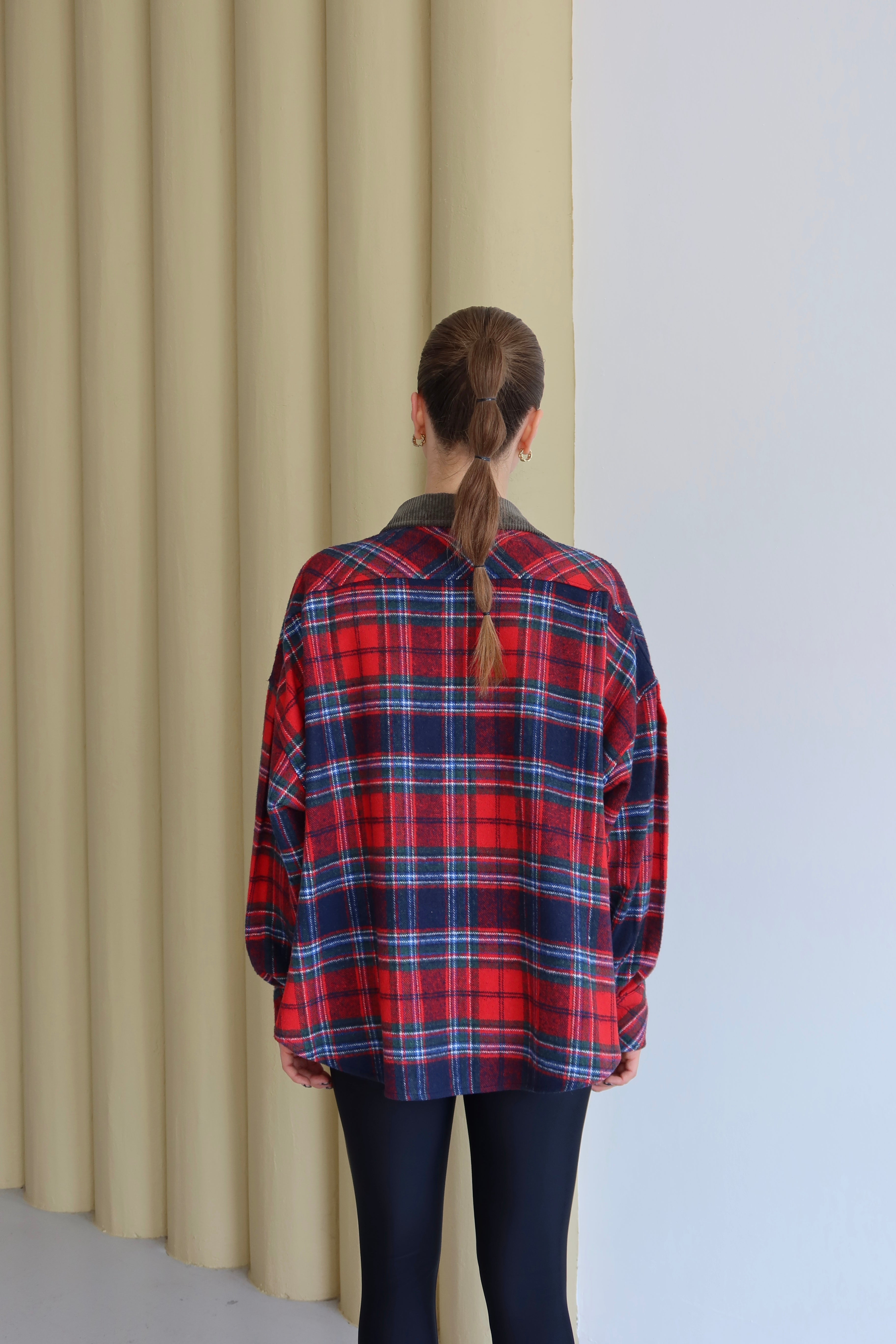 Kırmızı Ekose Oversize Gömlek