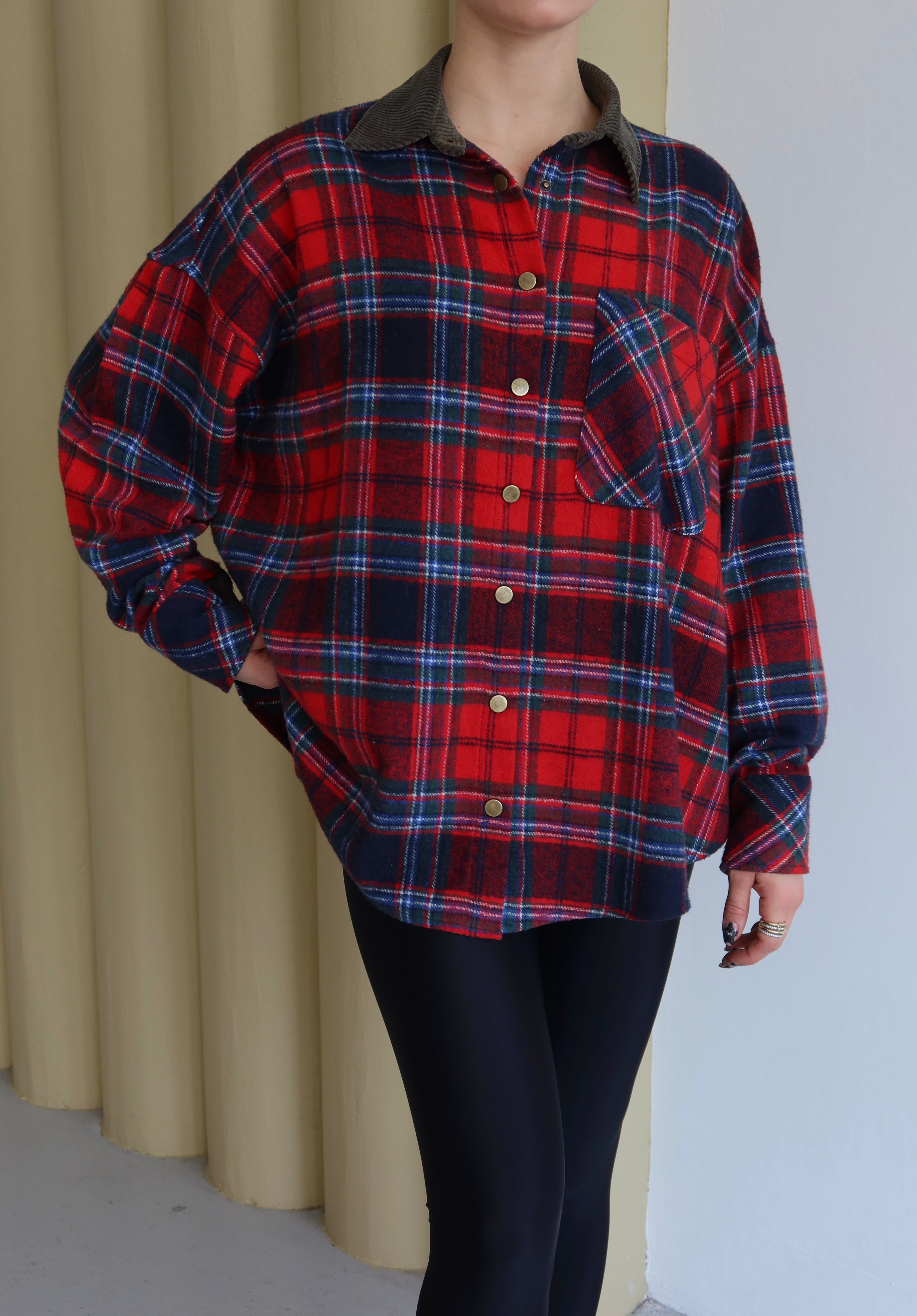 Kırmızı Ekose Oversize Gömlek