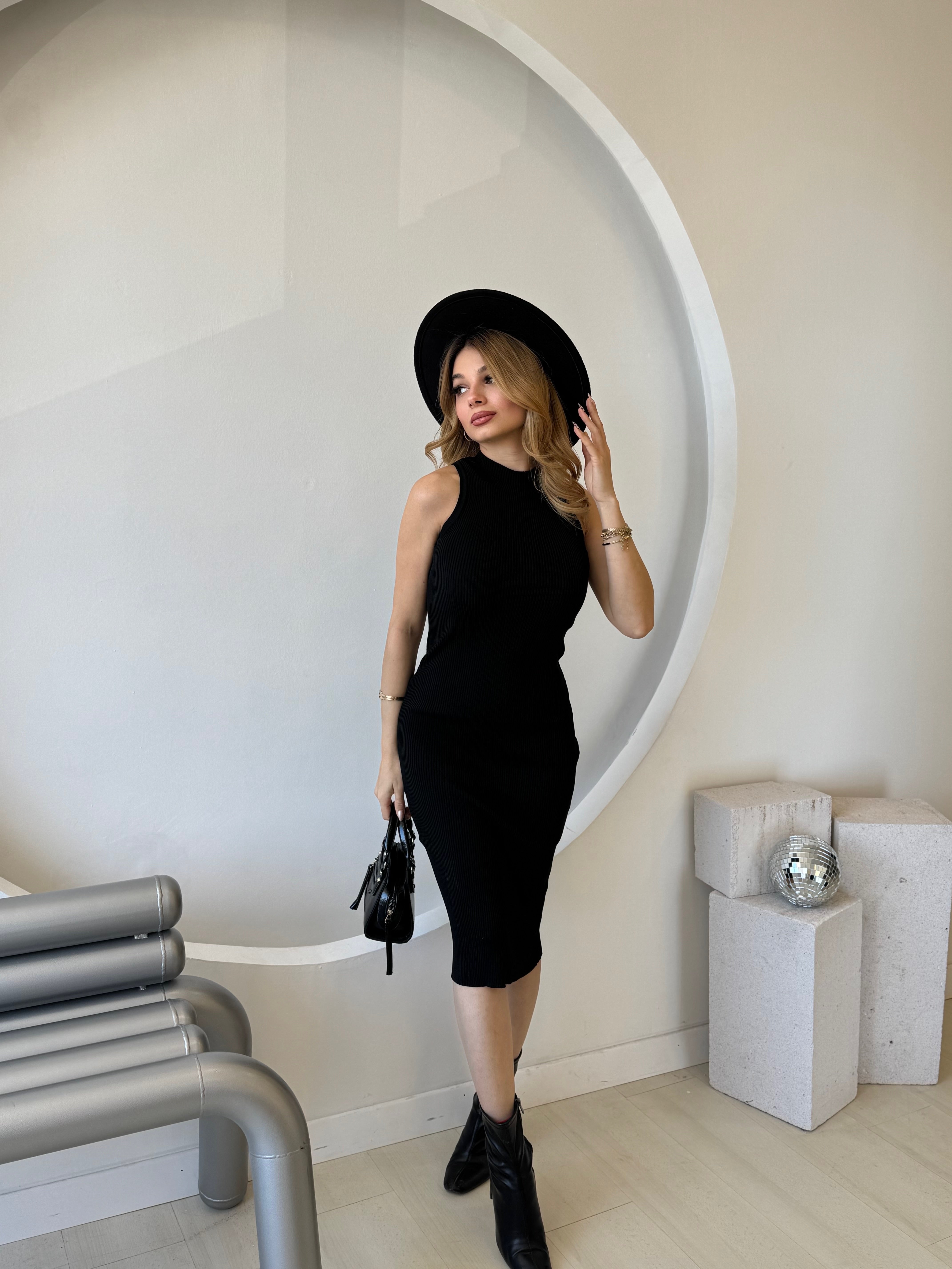 Siyak Bisiklet Yaka Basic Triko Elbise