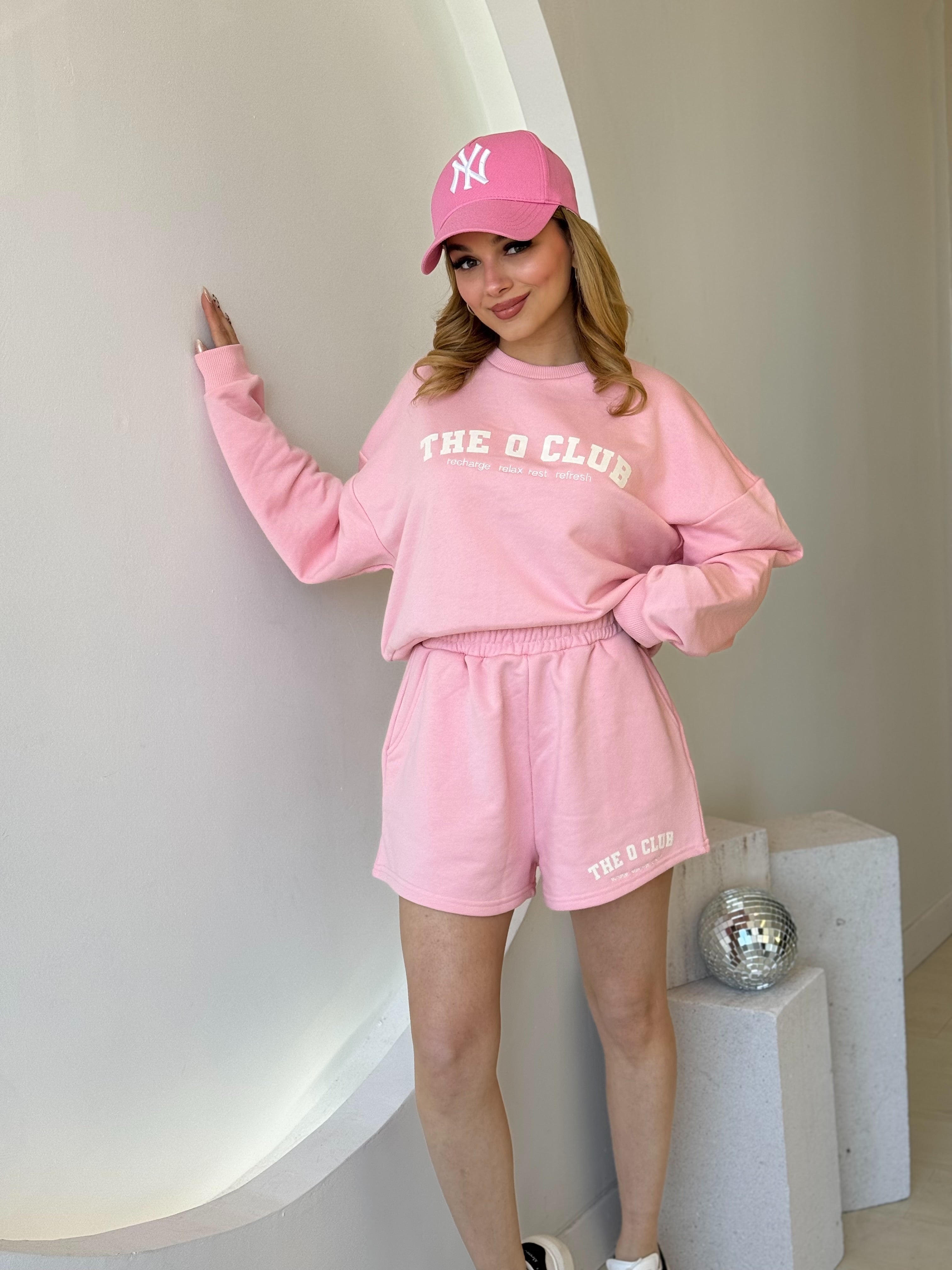 Pembe Sweat Şort Takım