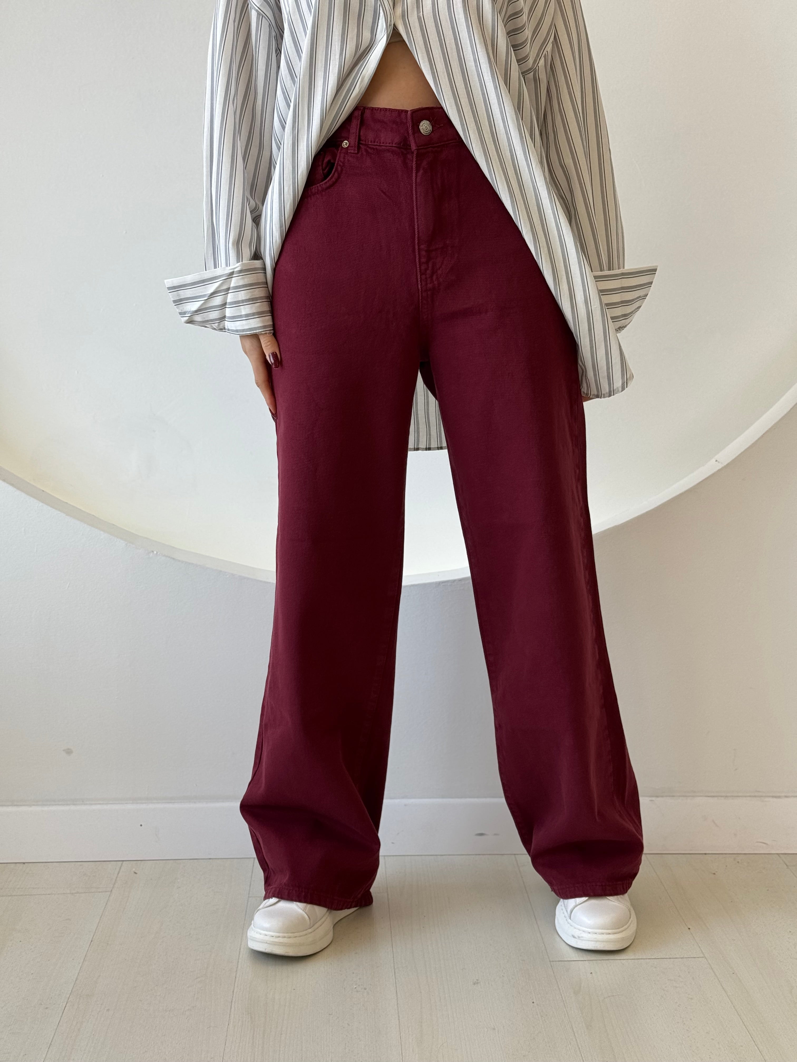 Yumuşak Dokulu Bol Paça Pantolon