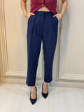 Lacivert Paça Ve Bel Detaylı Pantolon