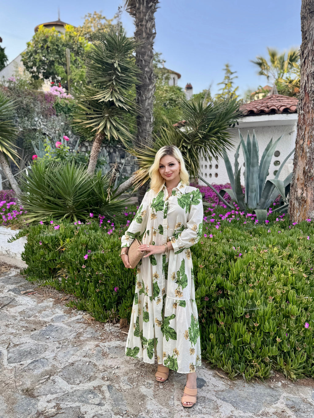 Çiçek Desenli Gömlek Elbise