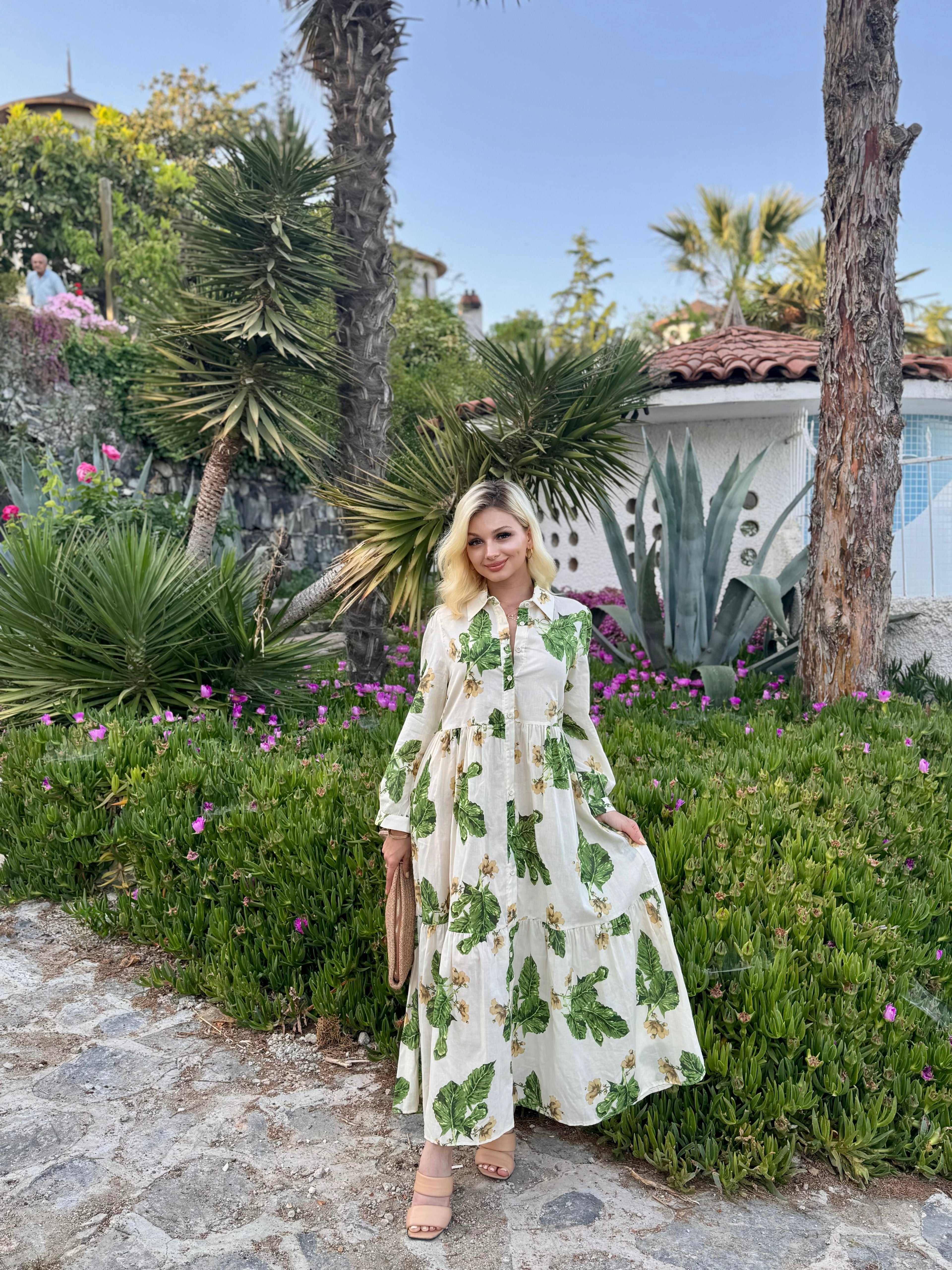 Çiçek Desenli Gömlek Elbise