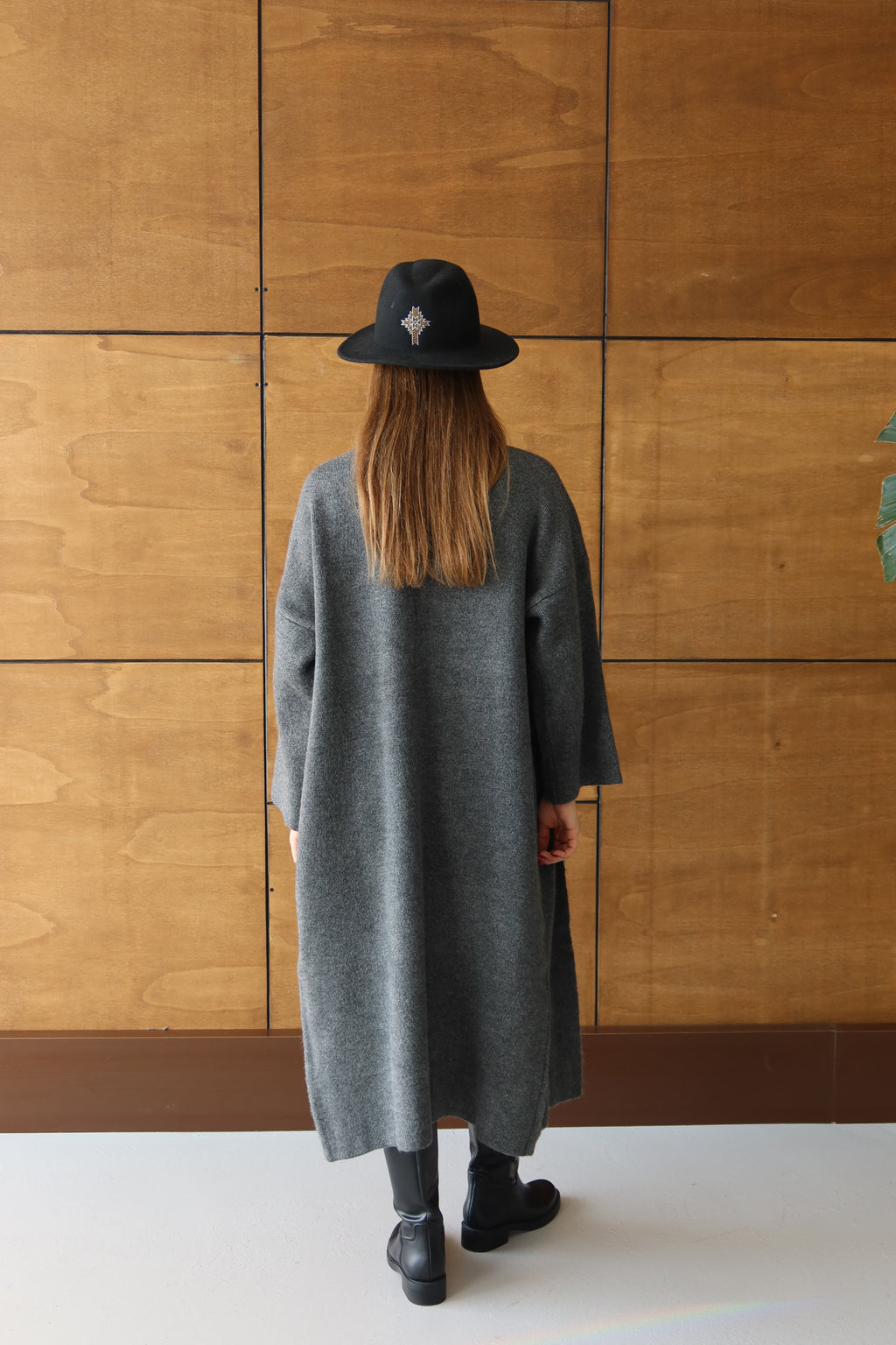 Antrasit Salaş Triko Uzun Hırka