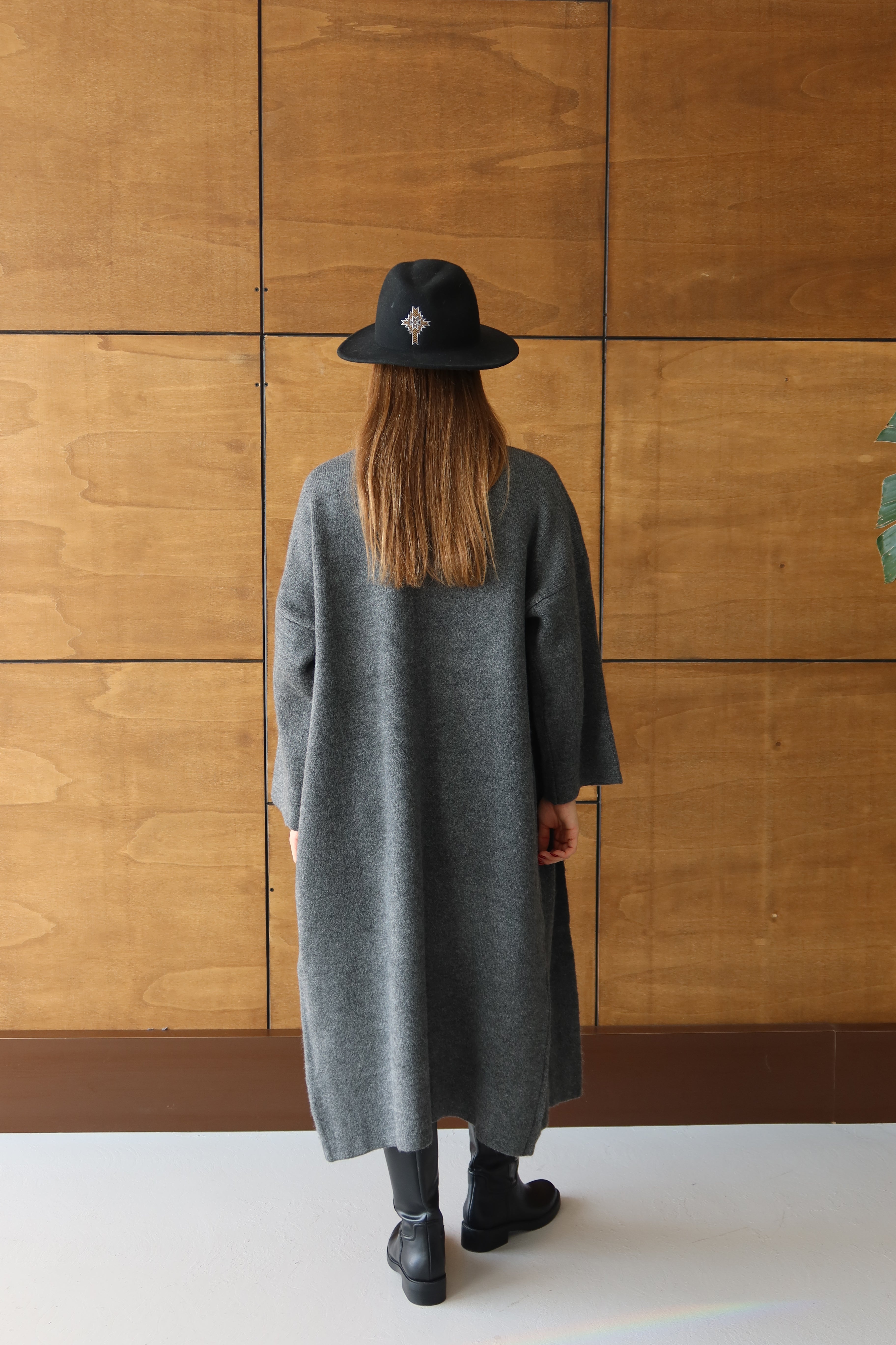 Antrasit Salaş Triko Uzun Hırka