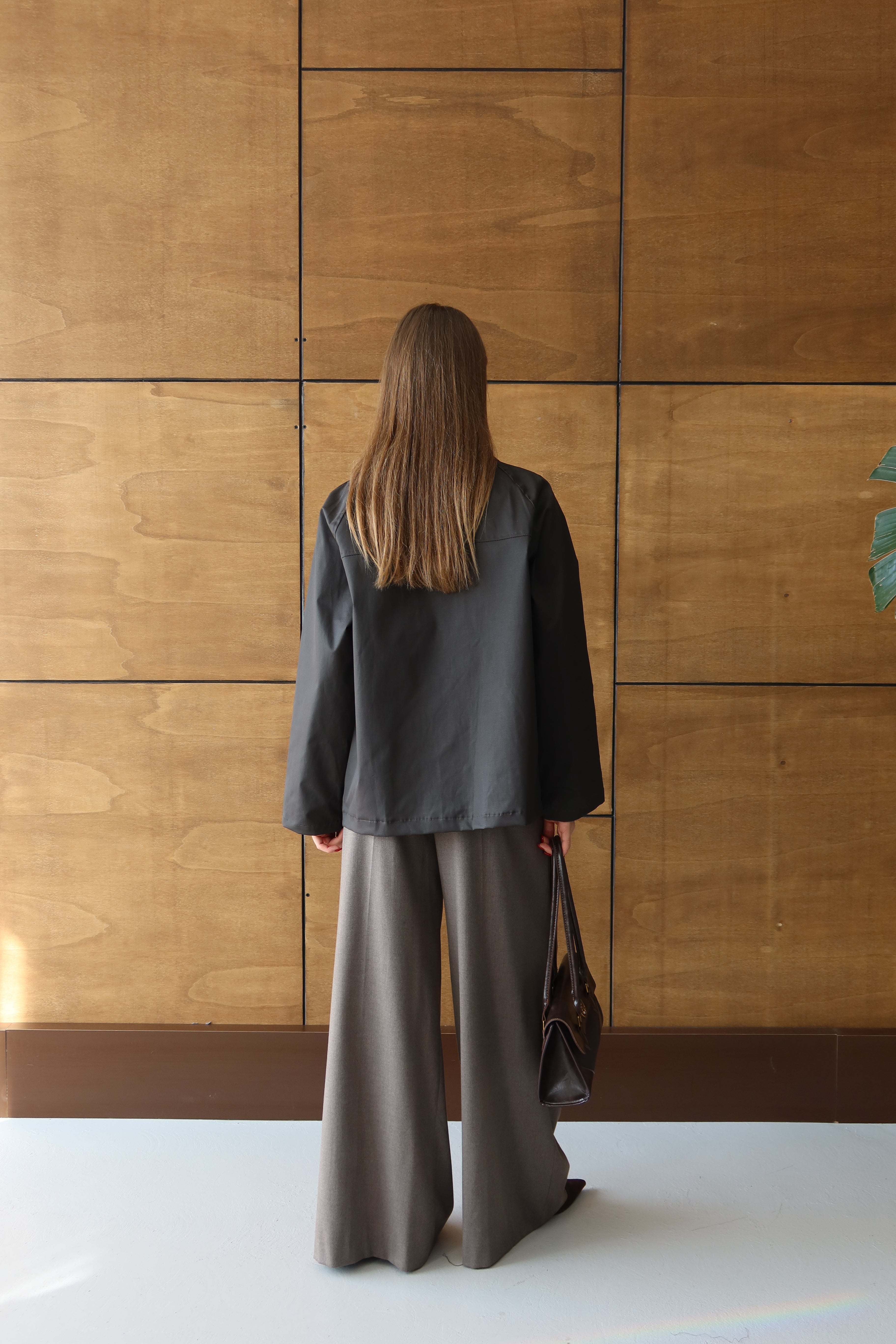 Süet Yaka Çıtçıtlı Mumlu Ceket