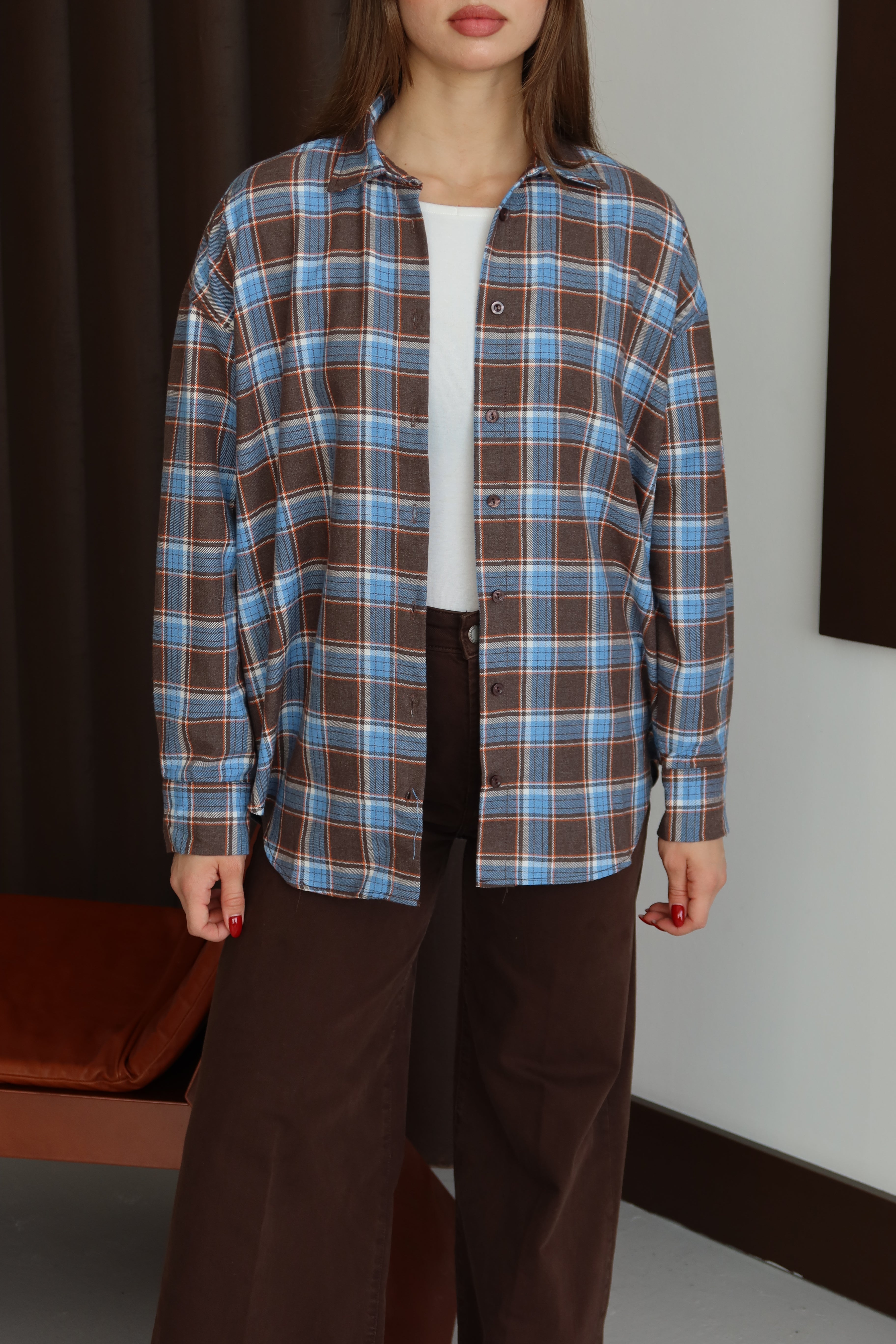 Mavi Ekoseli Oduncu Gömlek