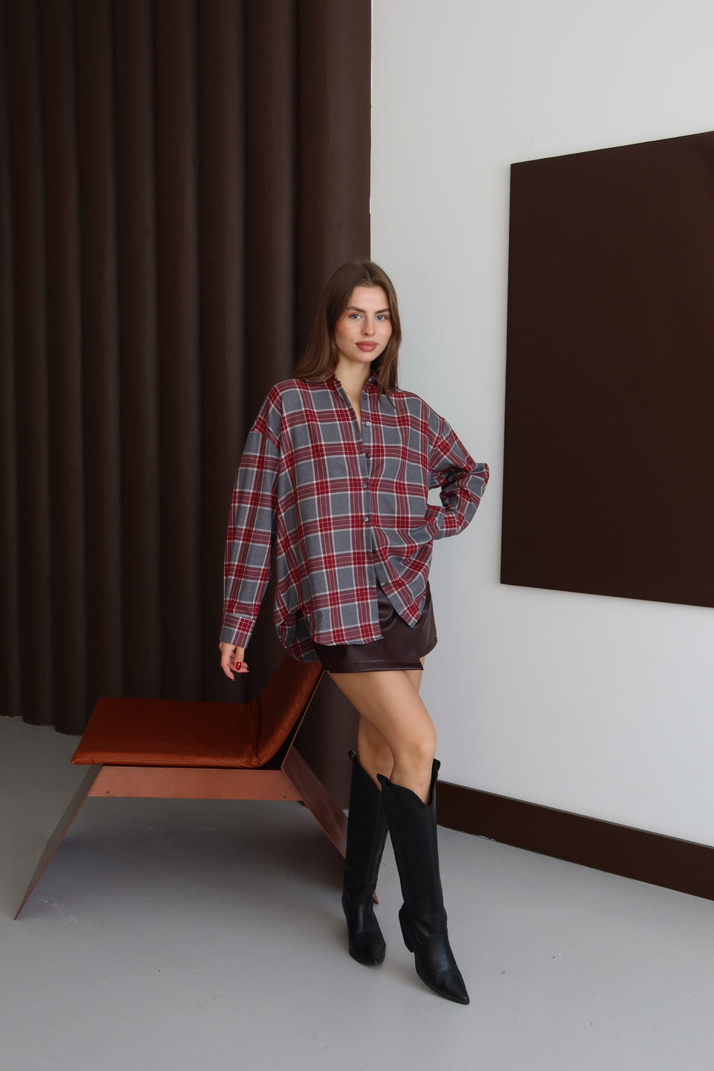 Bordo Ekoseli Oduncu  Gömlek