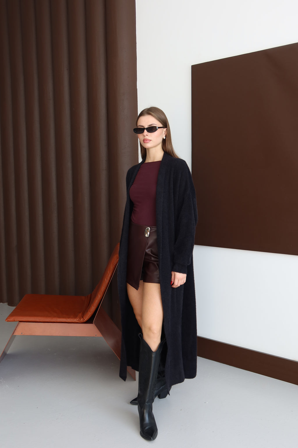 Siyah Sakallı Şal Yaka Uzun Hırka