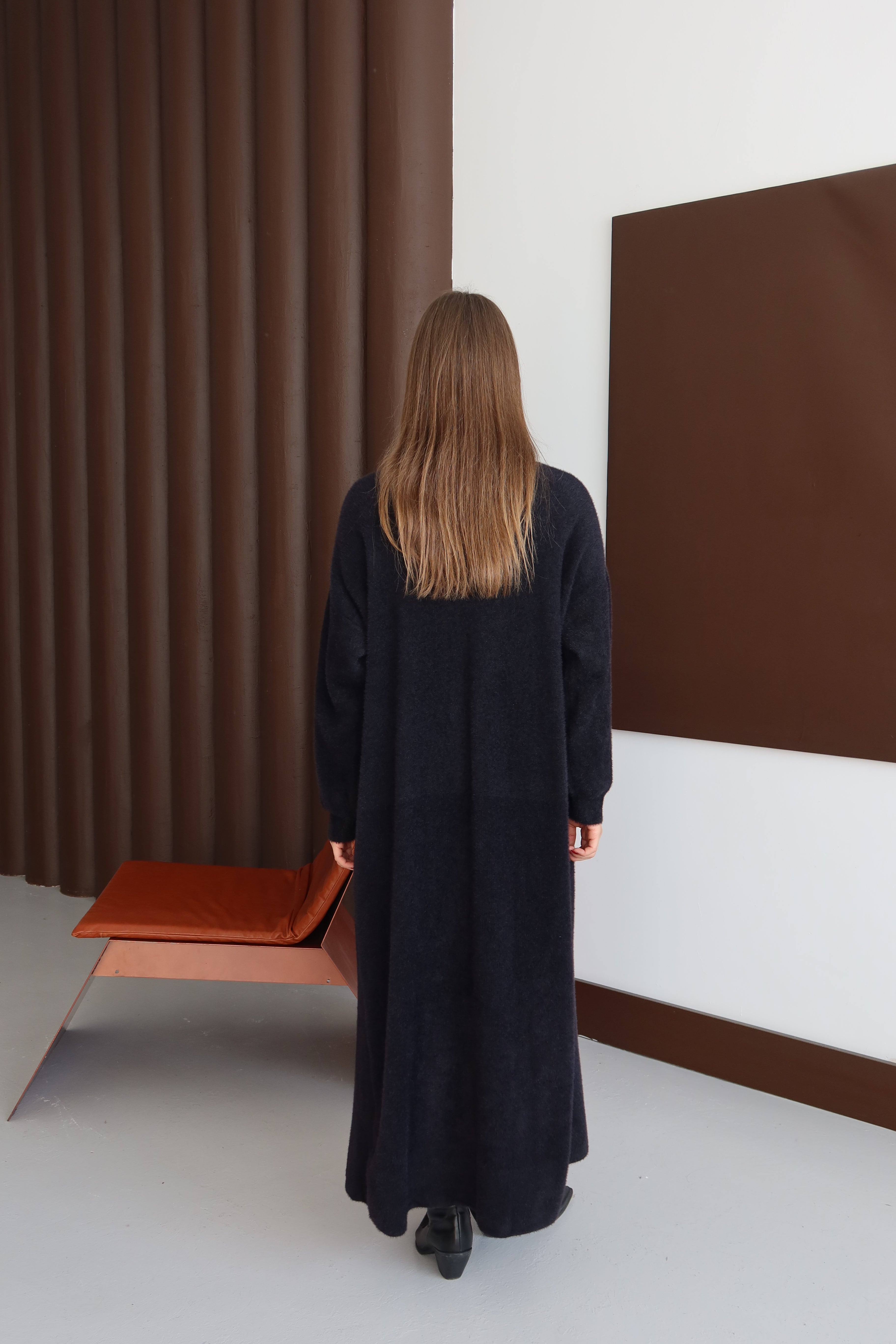 Siyah Sakallı Şal Yaka Uzun Hırka