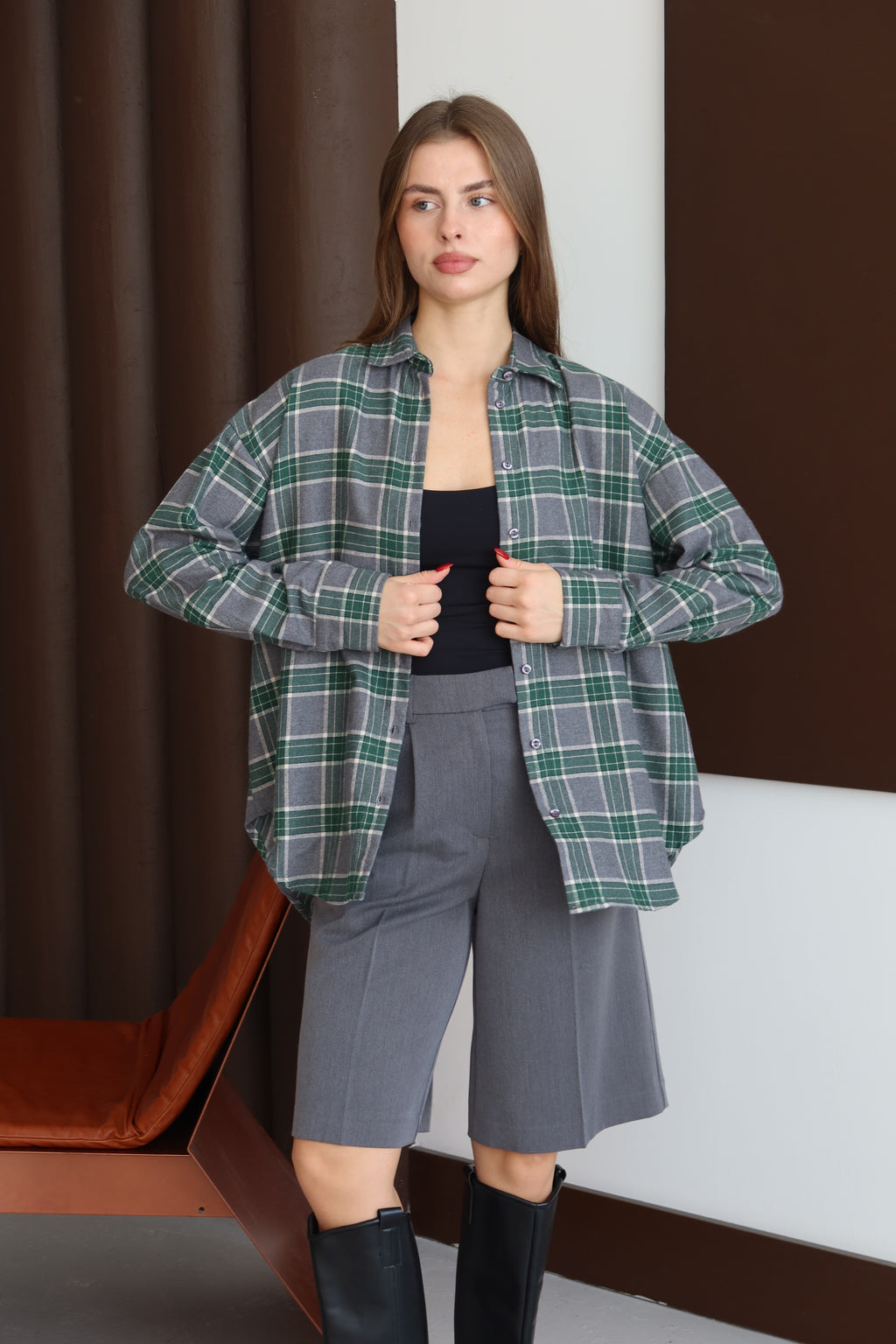 Yeşil Ekoseli Oduncu Gömlek