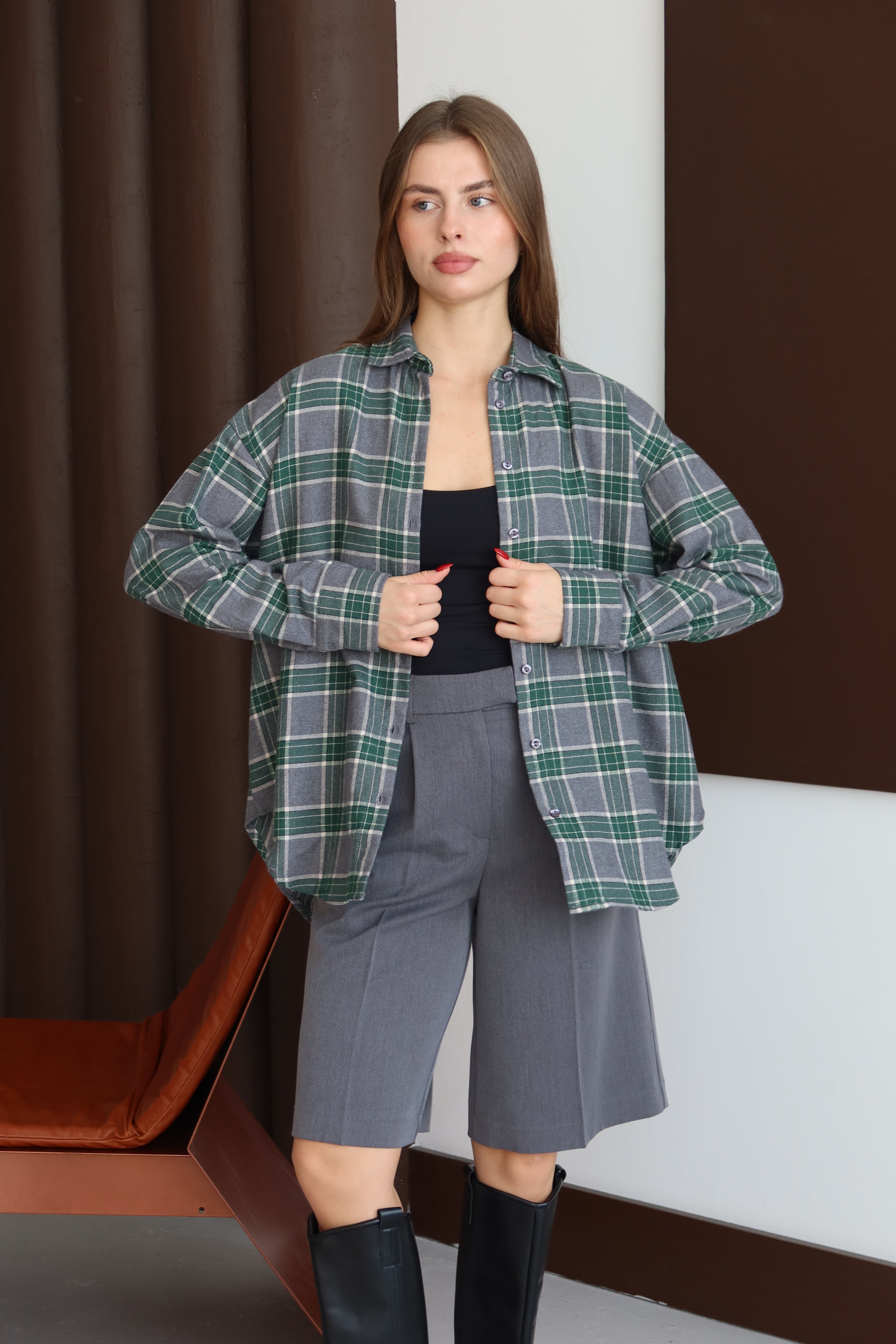 Yeşil Ekoseli Oduncu Gömlek