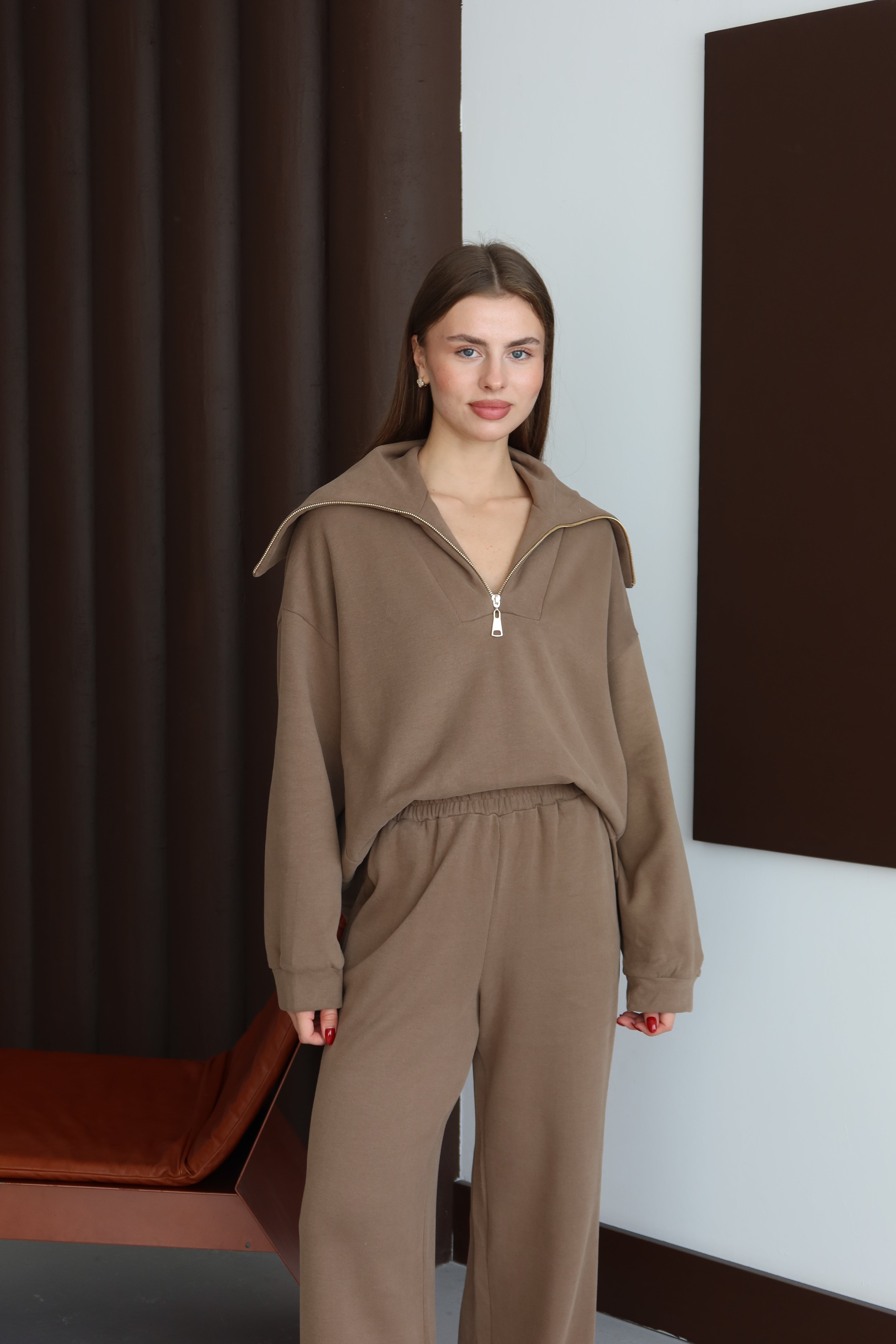 Vizon Fermuar Detaylı Örme Takım