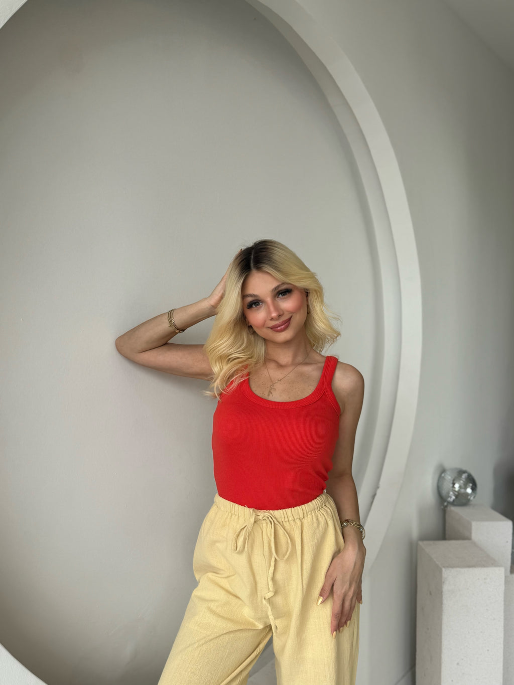 Nar Çiçeği U Yaka Fitilli Atlet