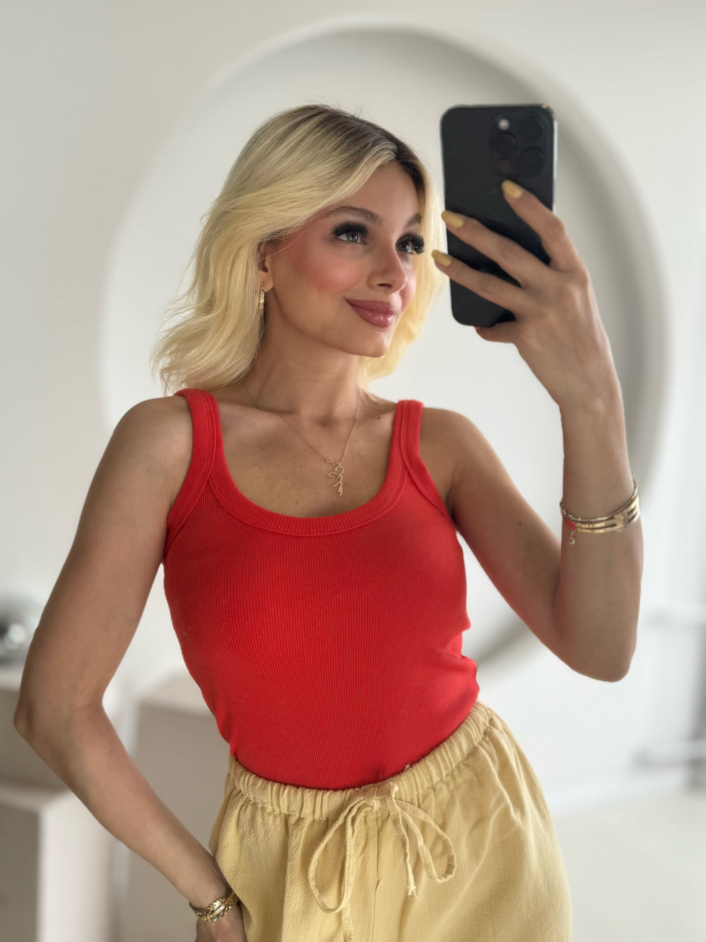 Nar Çiçeği U Yaka Fitilli Atlet