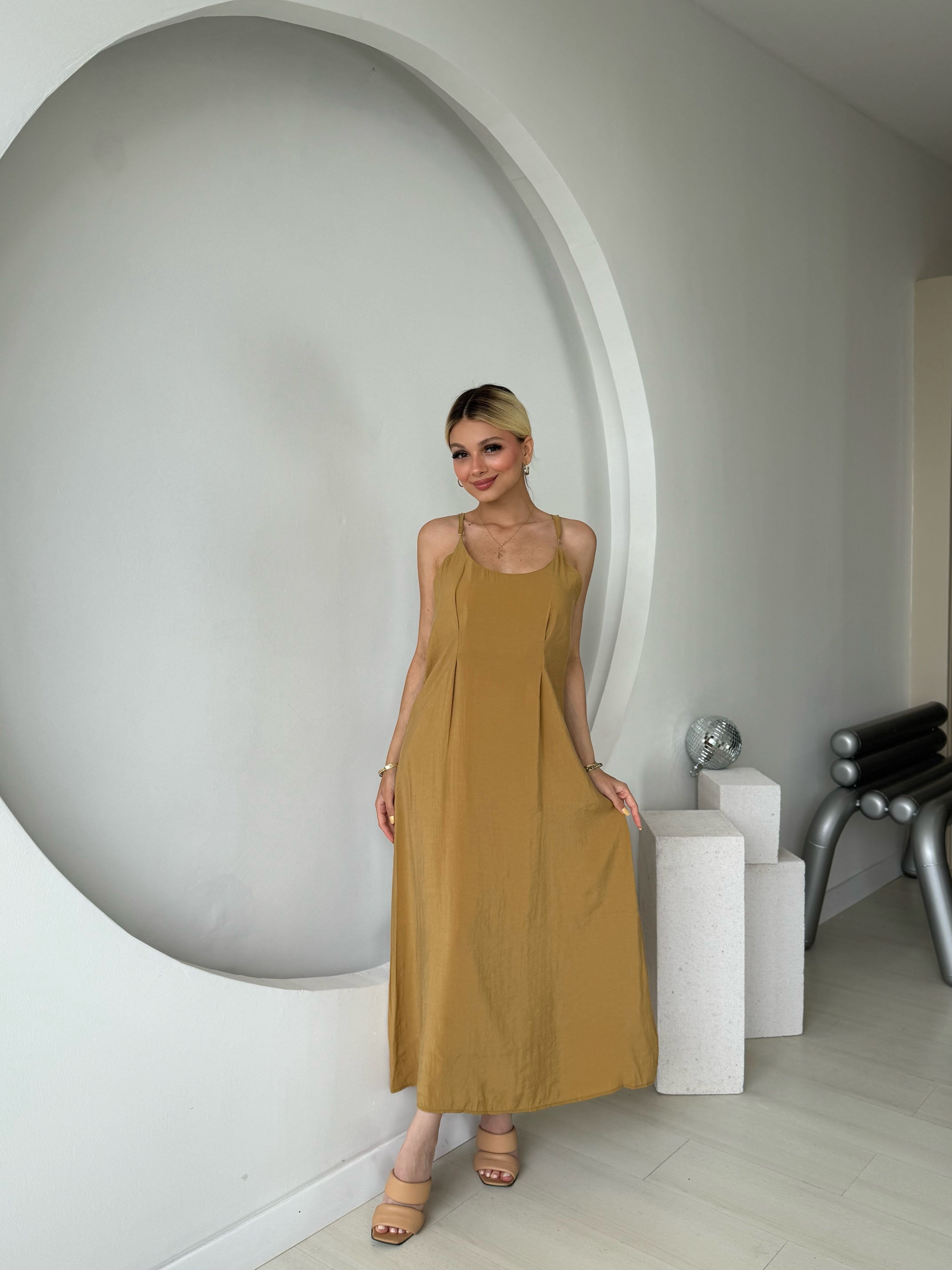 Hardal Gömlek Elbise İkili Takım