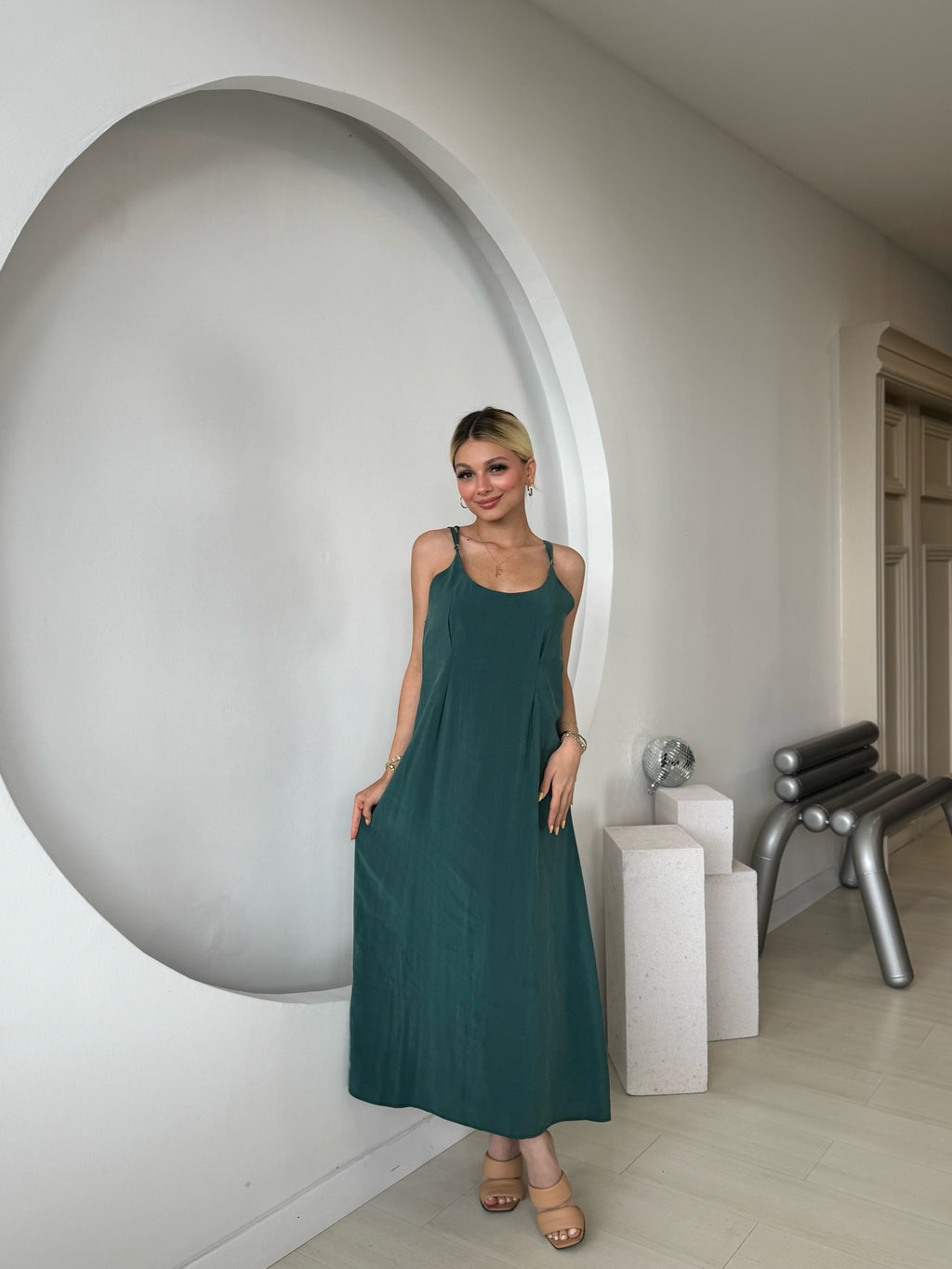 Zümrüt Gömlek Elbise İkili Takım