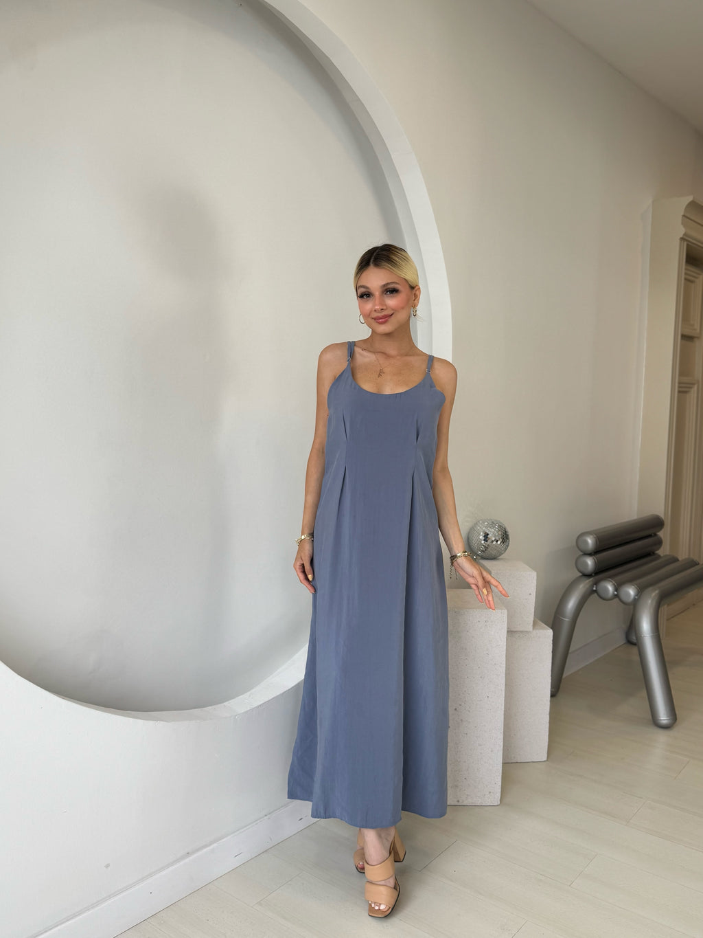 İndigo Gömlek Elbise İkili Takım