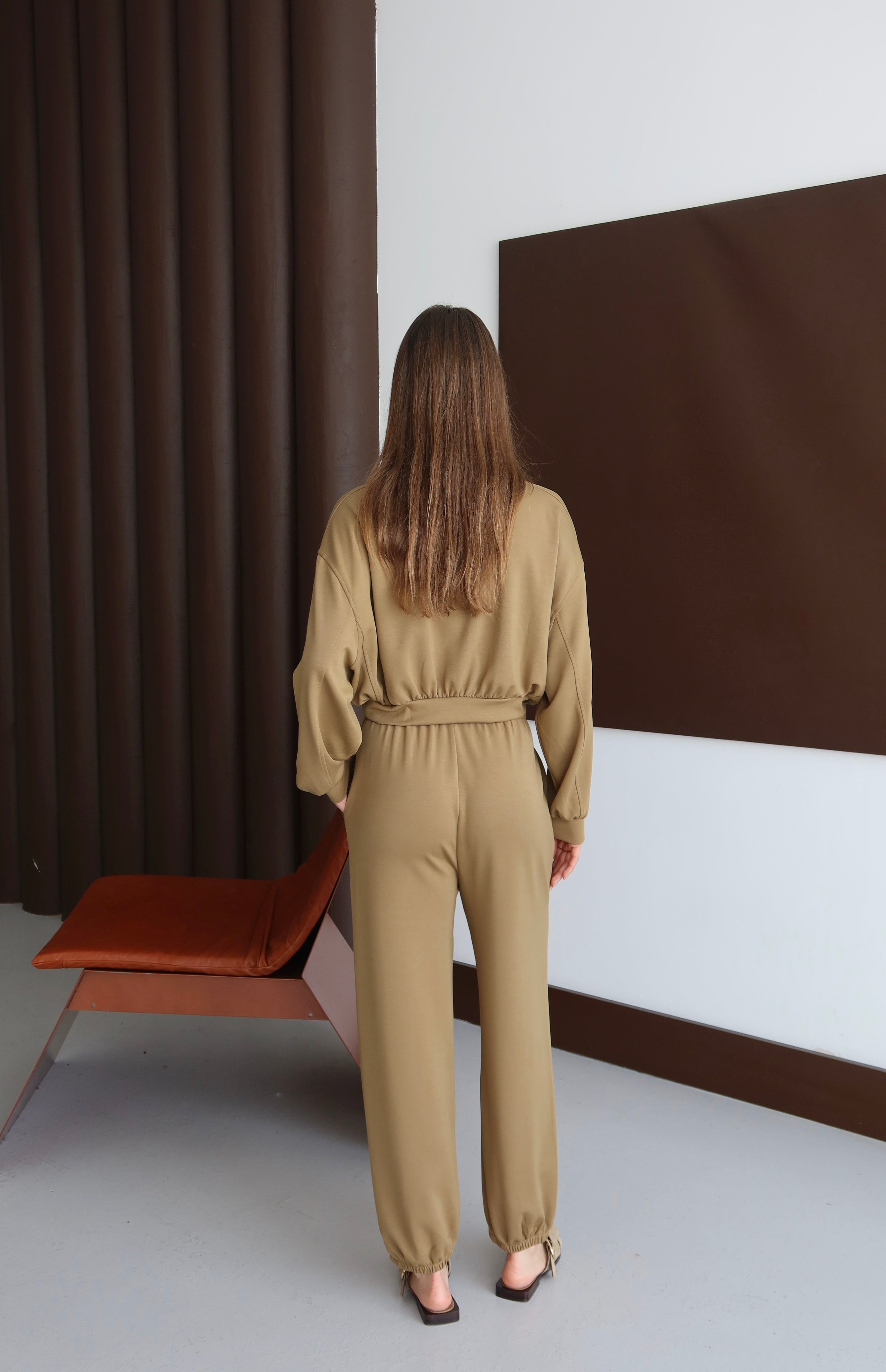 YAĞ YEŞİLİ CROP EŞOFMAN TAKIMI