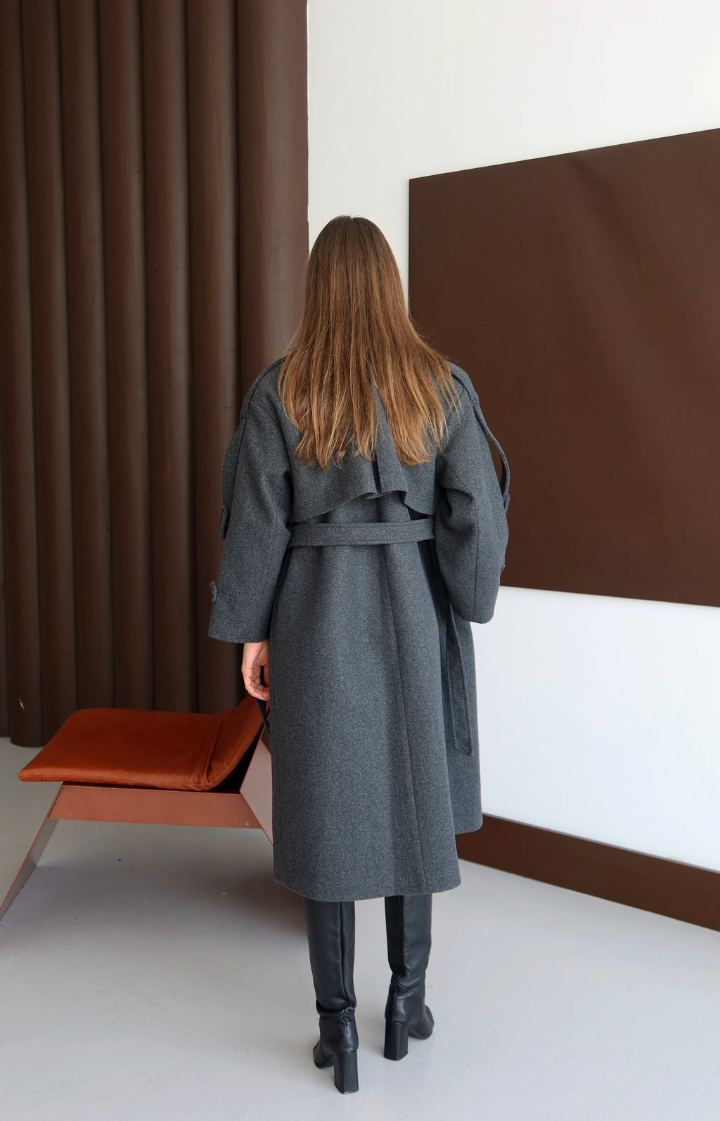 ANTRASİT KUŞAKLI OMUZU APOLETLİ KABAN