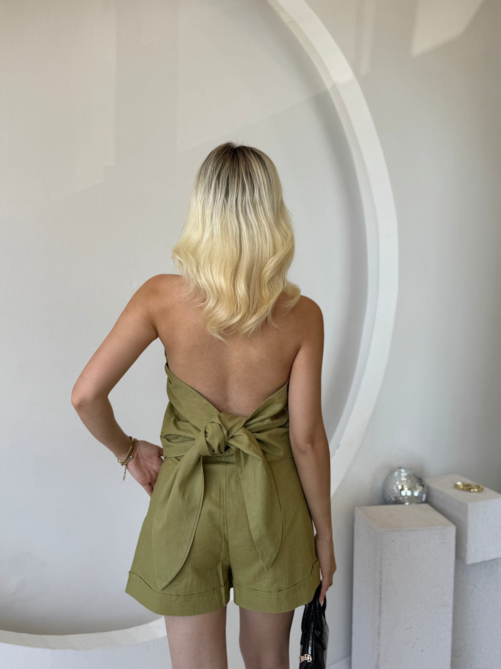 Premium Keten Yeşil Yelek Şort Takım