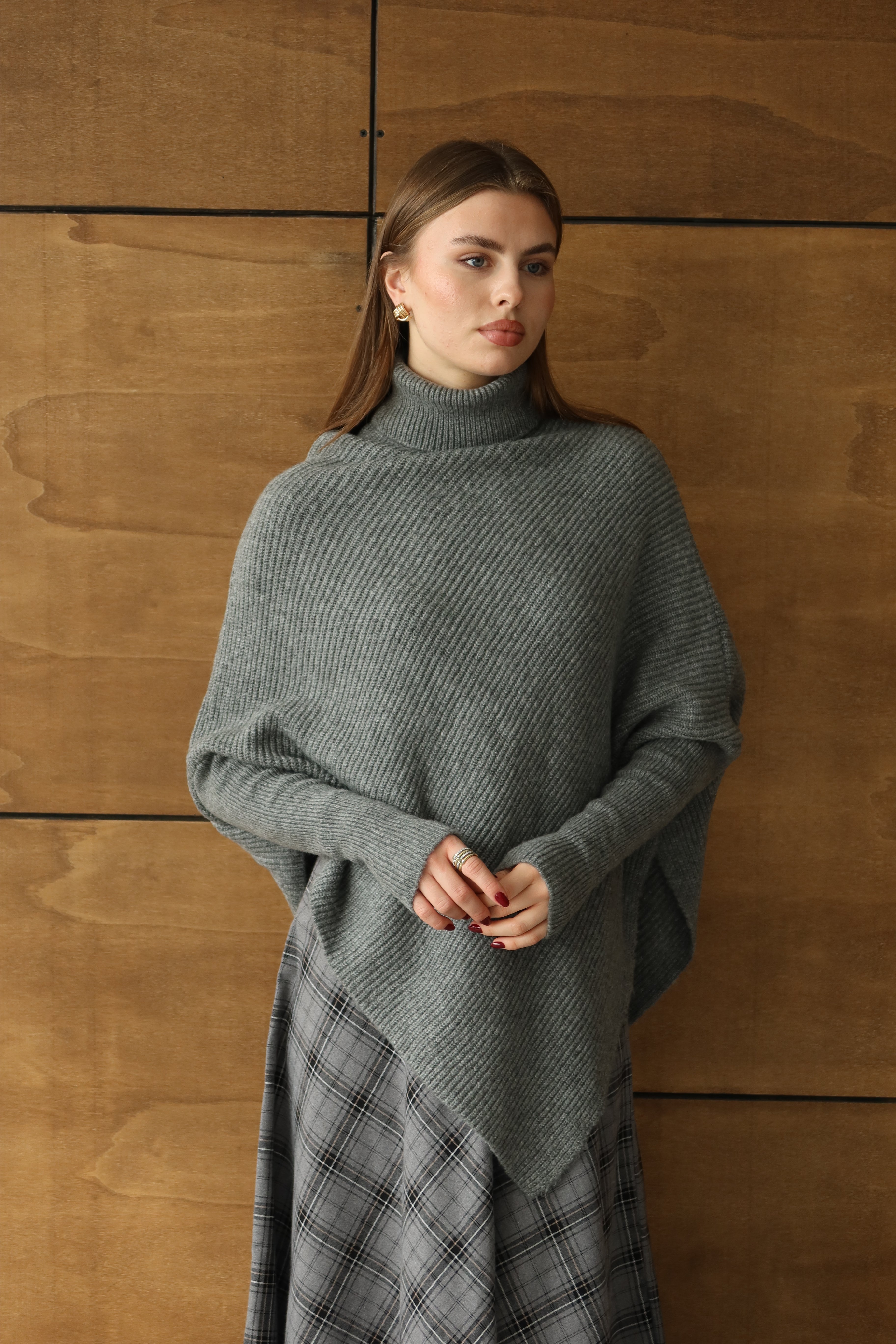 GRİ ASİMETRİK KESİM BALIKÇI KAZAK