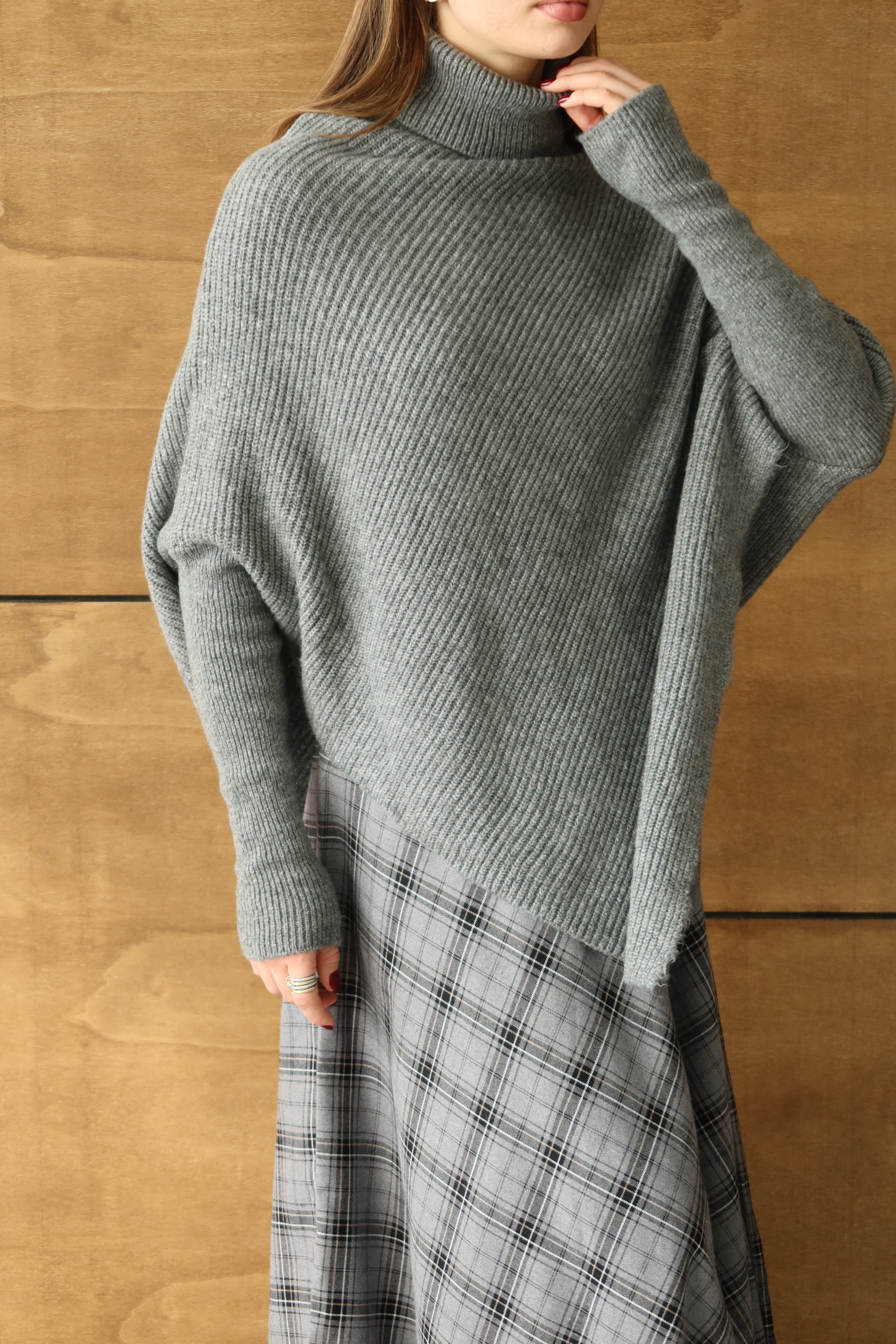 GRİ ASİMETRİK KESİM BALIKÇI KAZAK