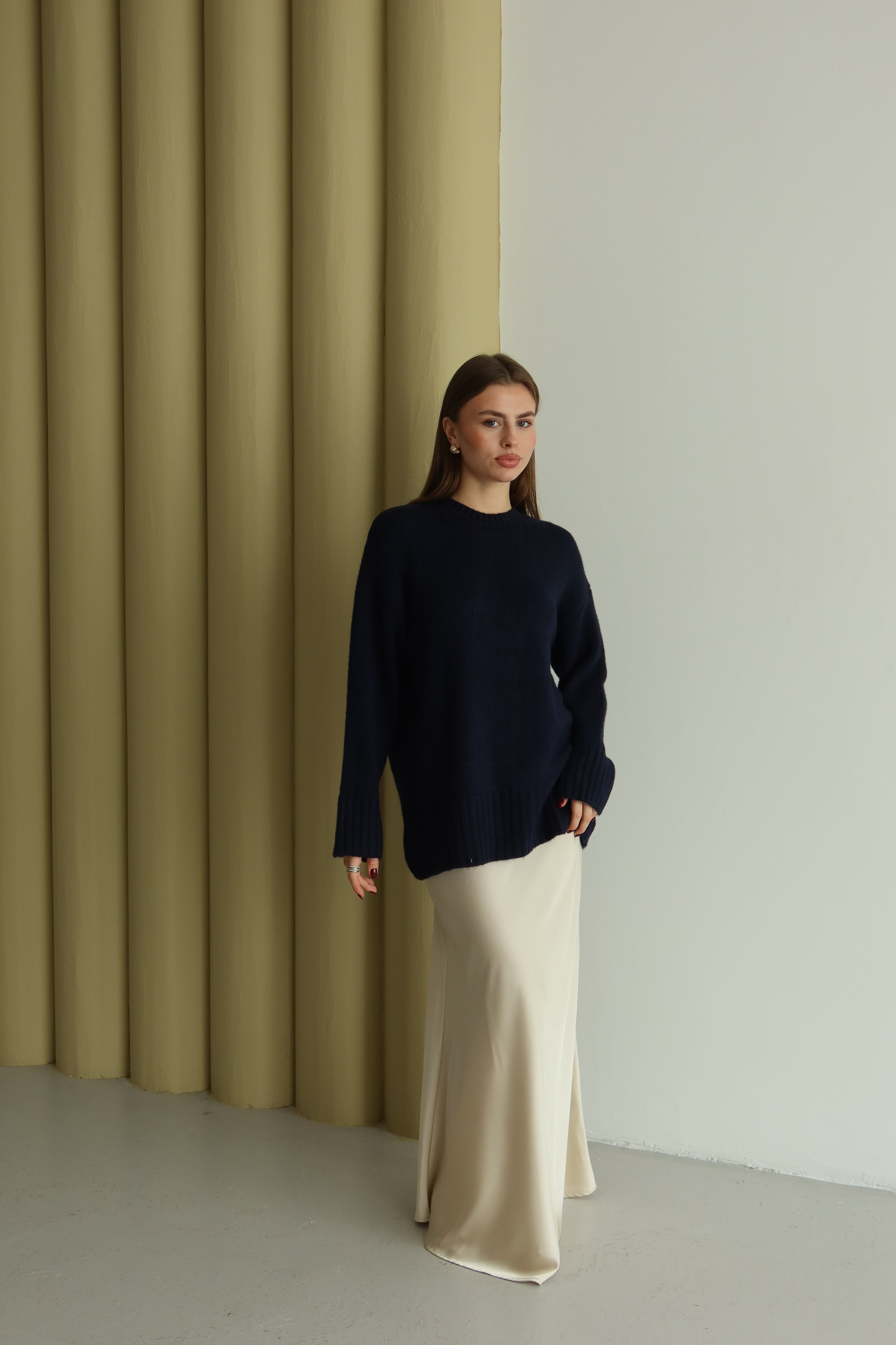 LACİVERT BİSİKLET YAKA PREMIUM KAZAK