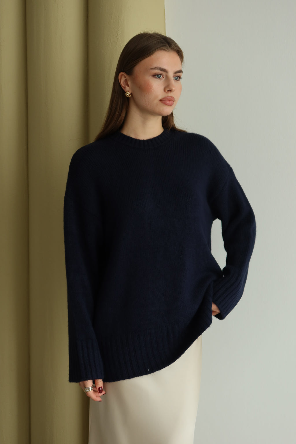 LACİVERT BİSİKLET YAKA PREMIUM KAZAK