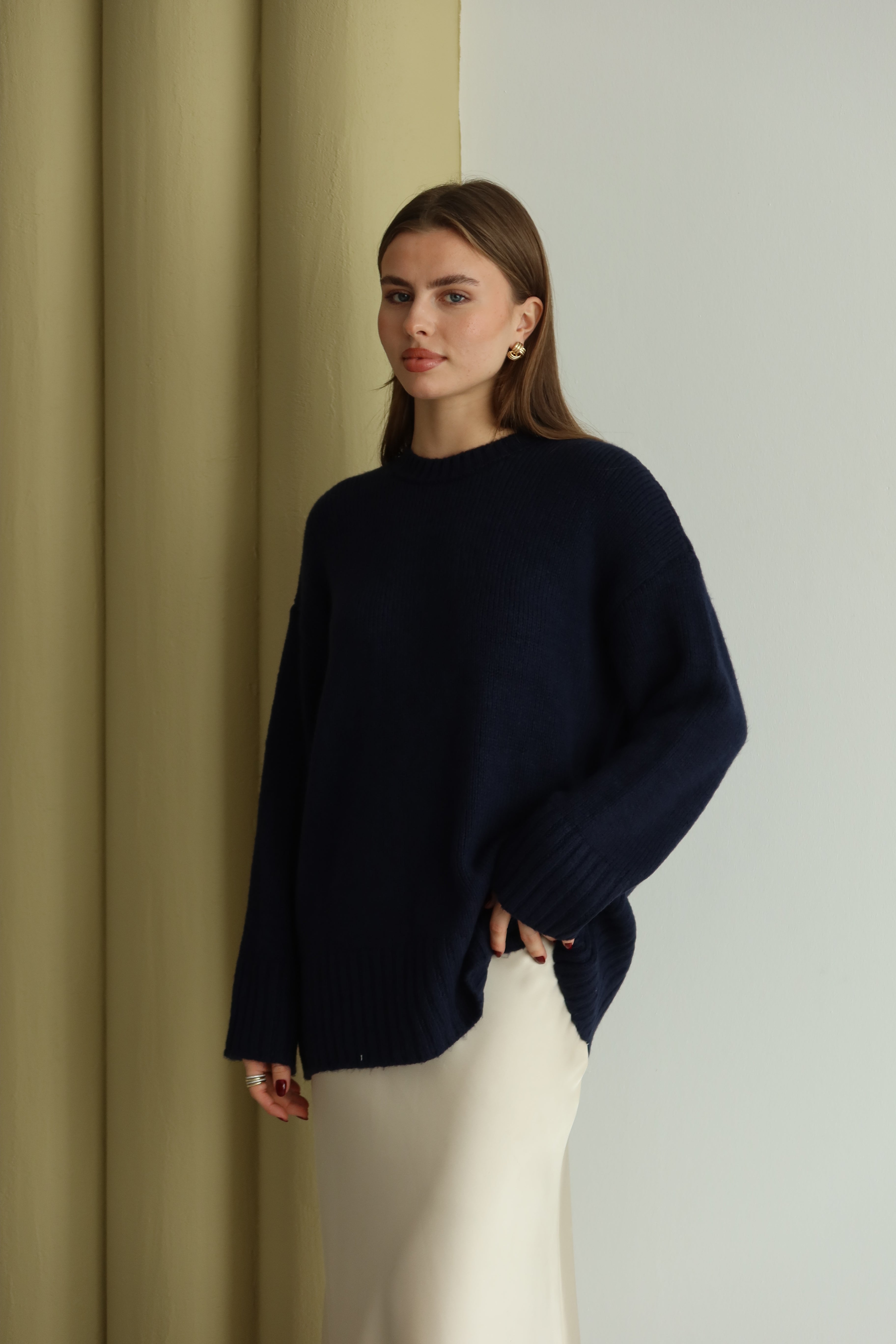 LACİVERT BİSİKLET YAKA PREMIUM KAZAK