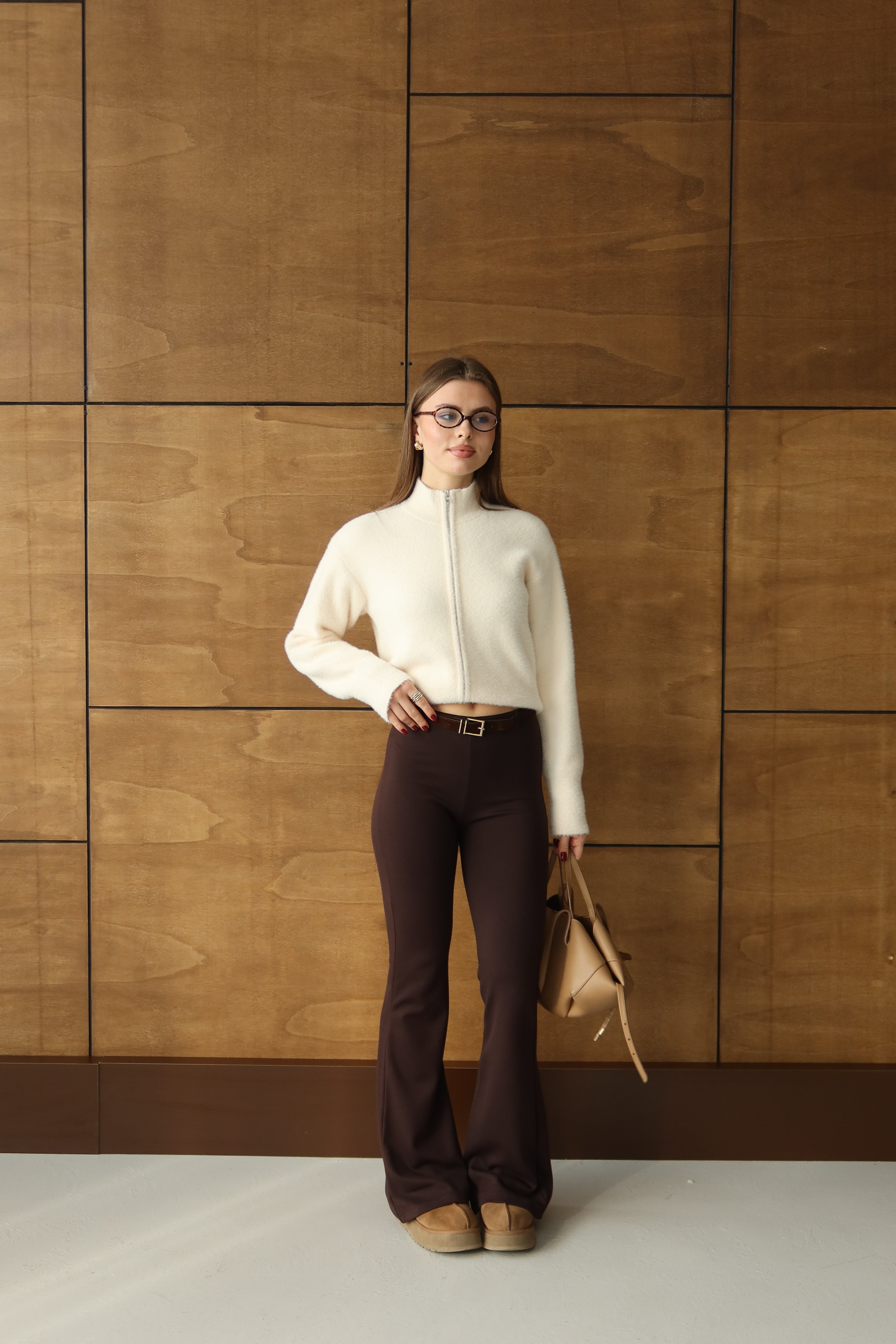 KAHVERENGİ YÜKSEK BEL İSPANYOL PAÇA TAYT PANTOLON