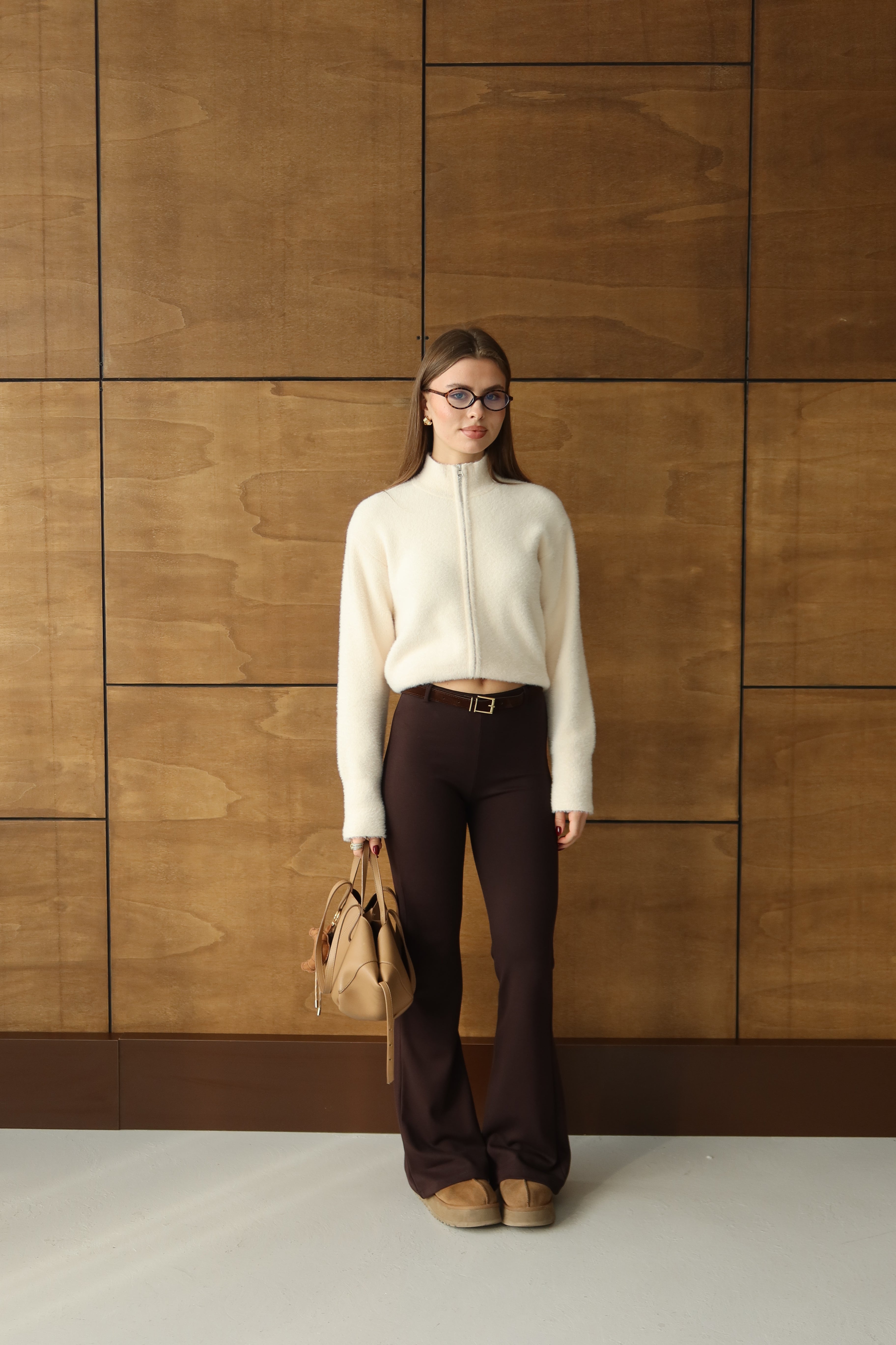 KAHVERENGİ YÜKSEK BEL İSPANYOL PAÇA TAYT PANTOLON