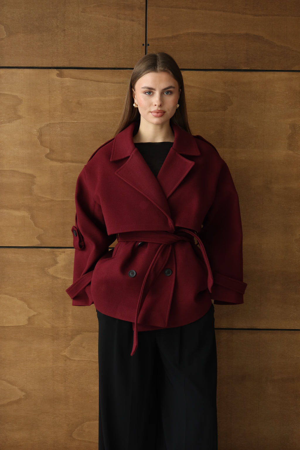 BORDO KUŞAKLI PREMIUM KAŞE KABAN