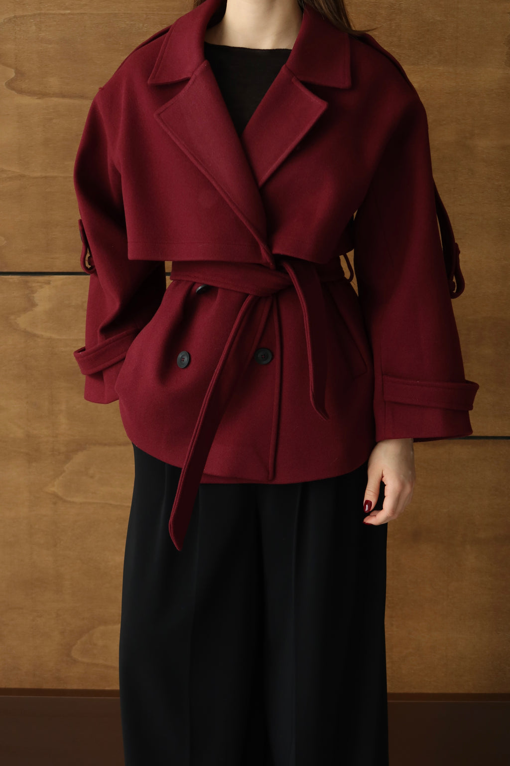 BORDO KUŞAKLI PREMIUM KAŞE KABAN