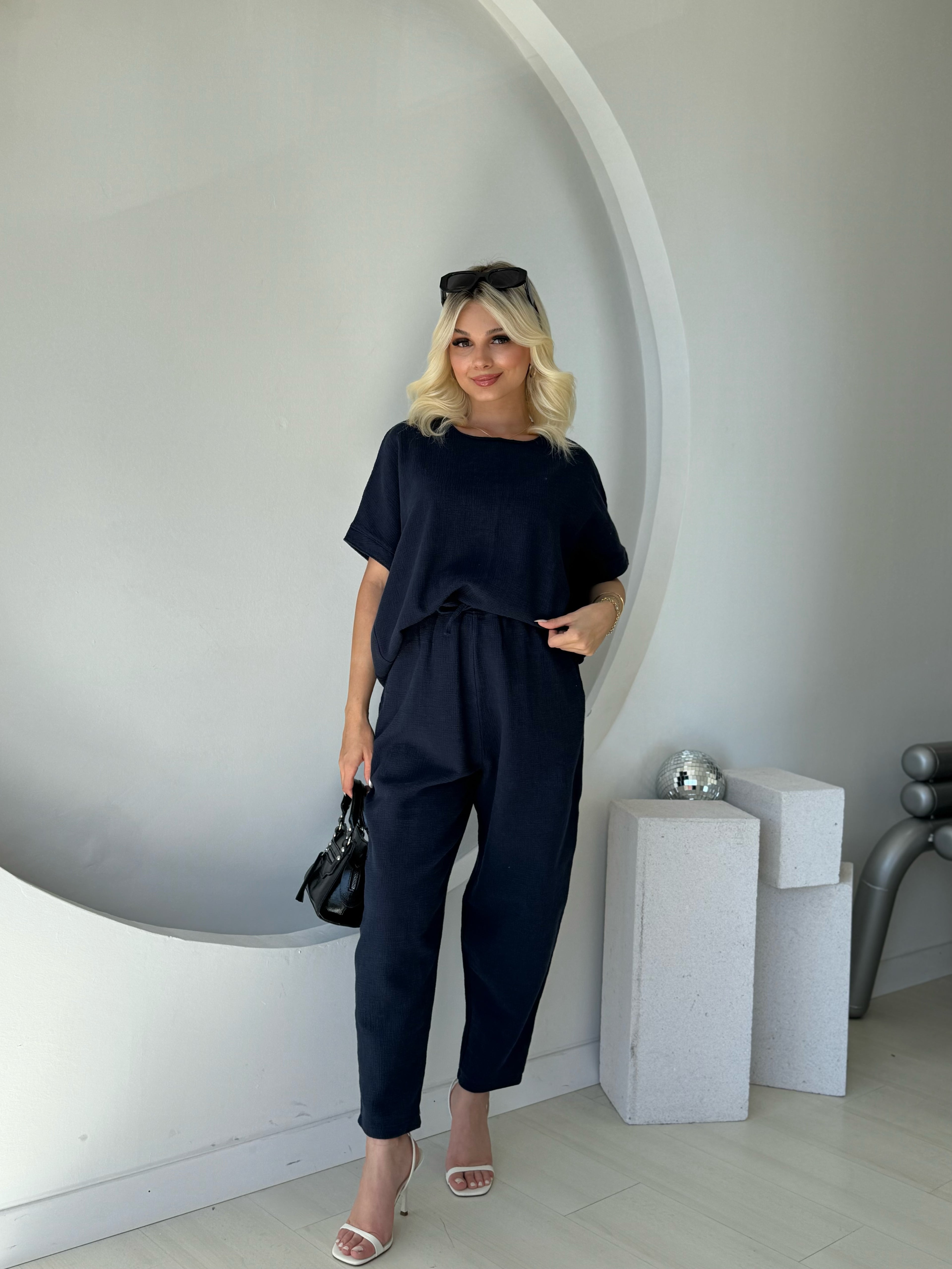 Lacivert Ham Keten İkili Takım