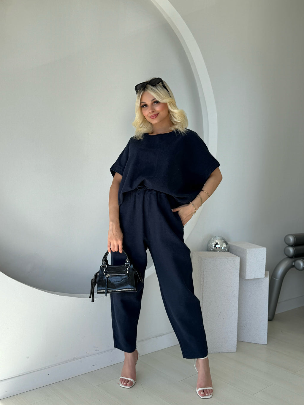 Lacivert Ham Keten İkili Takım